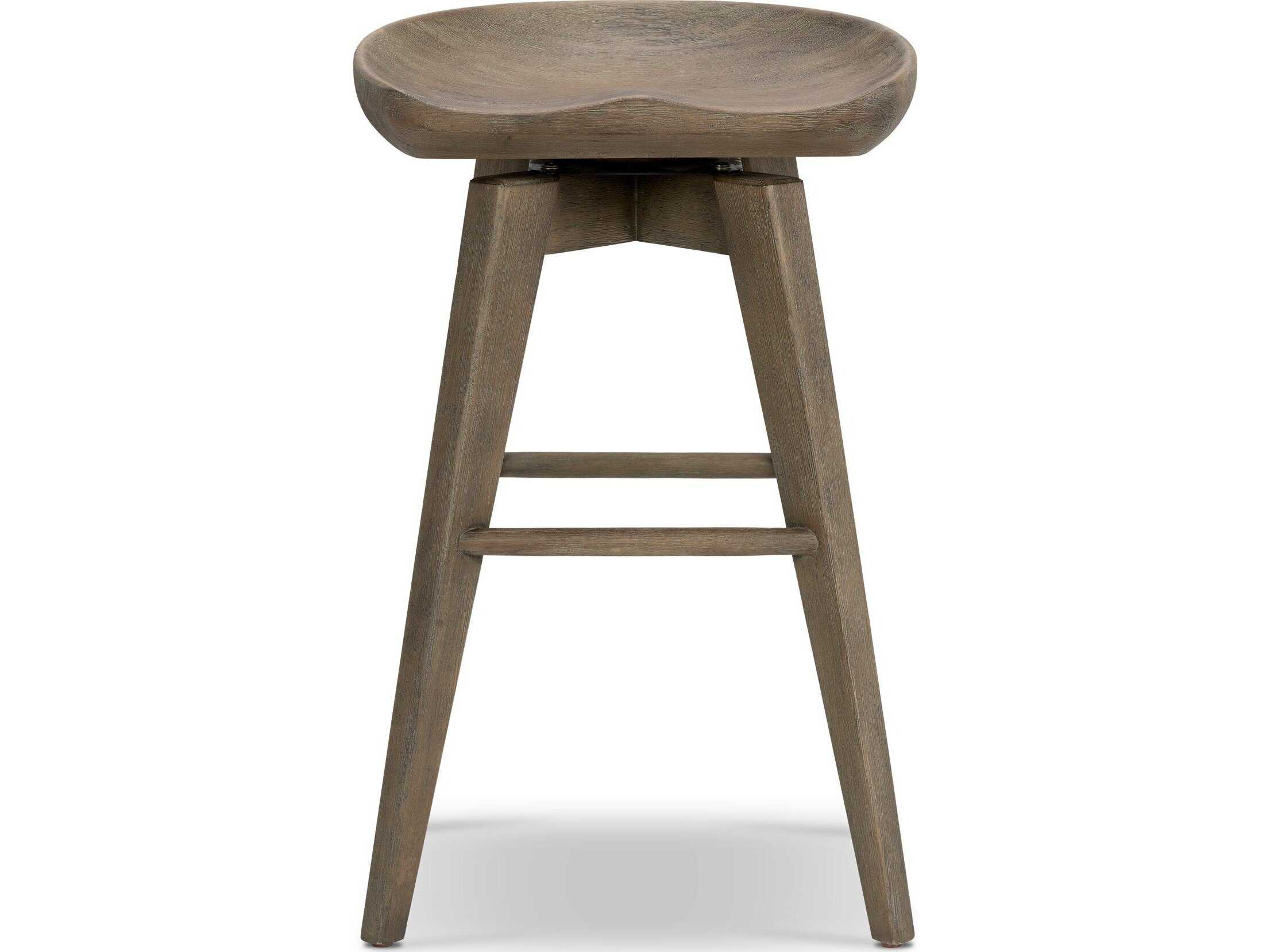 Four Hands Belfast Paramore Swivel Solid Wood Brushed Shale Grey Counter Stool