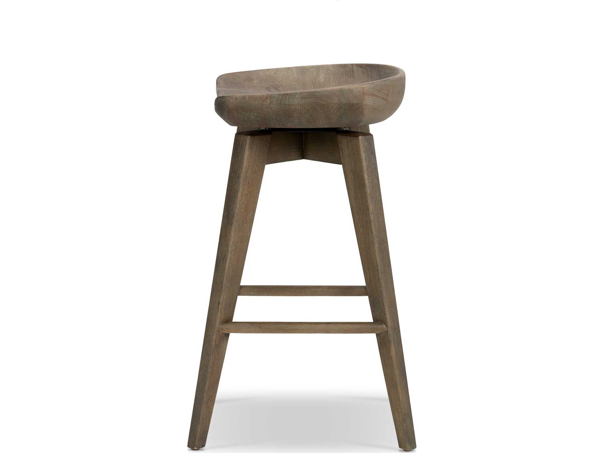 Four Hands Belfast Paramore Swivel Solid Wood Brushed Shale Grey Counter Stool