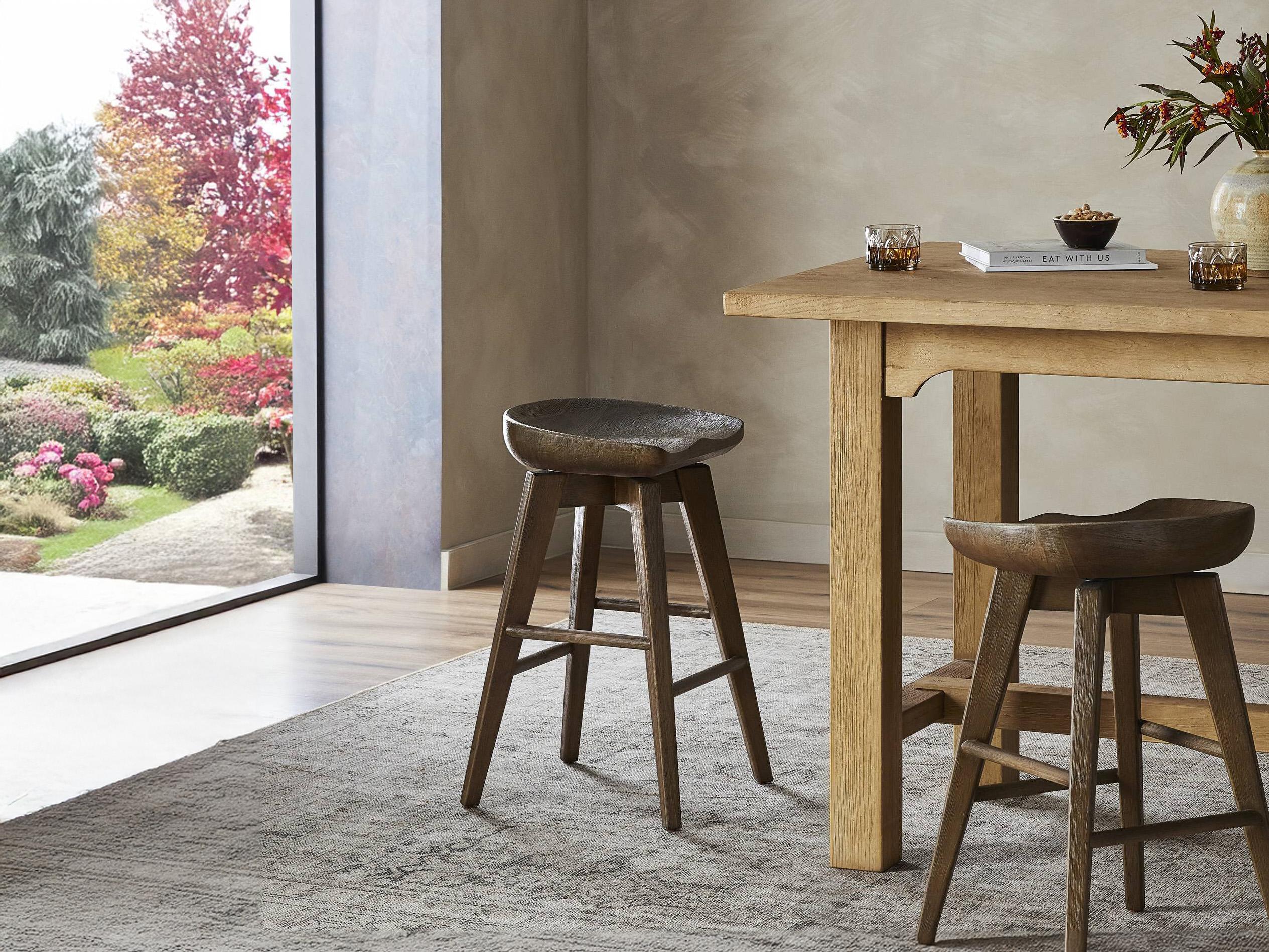 Four Hands Belfast Paramore Swivel Solid Wood Brushed Shale Grey Counter Stool