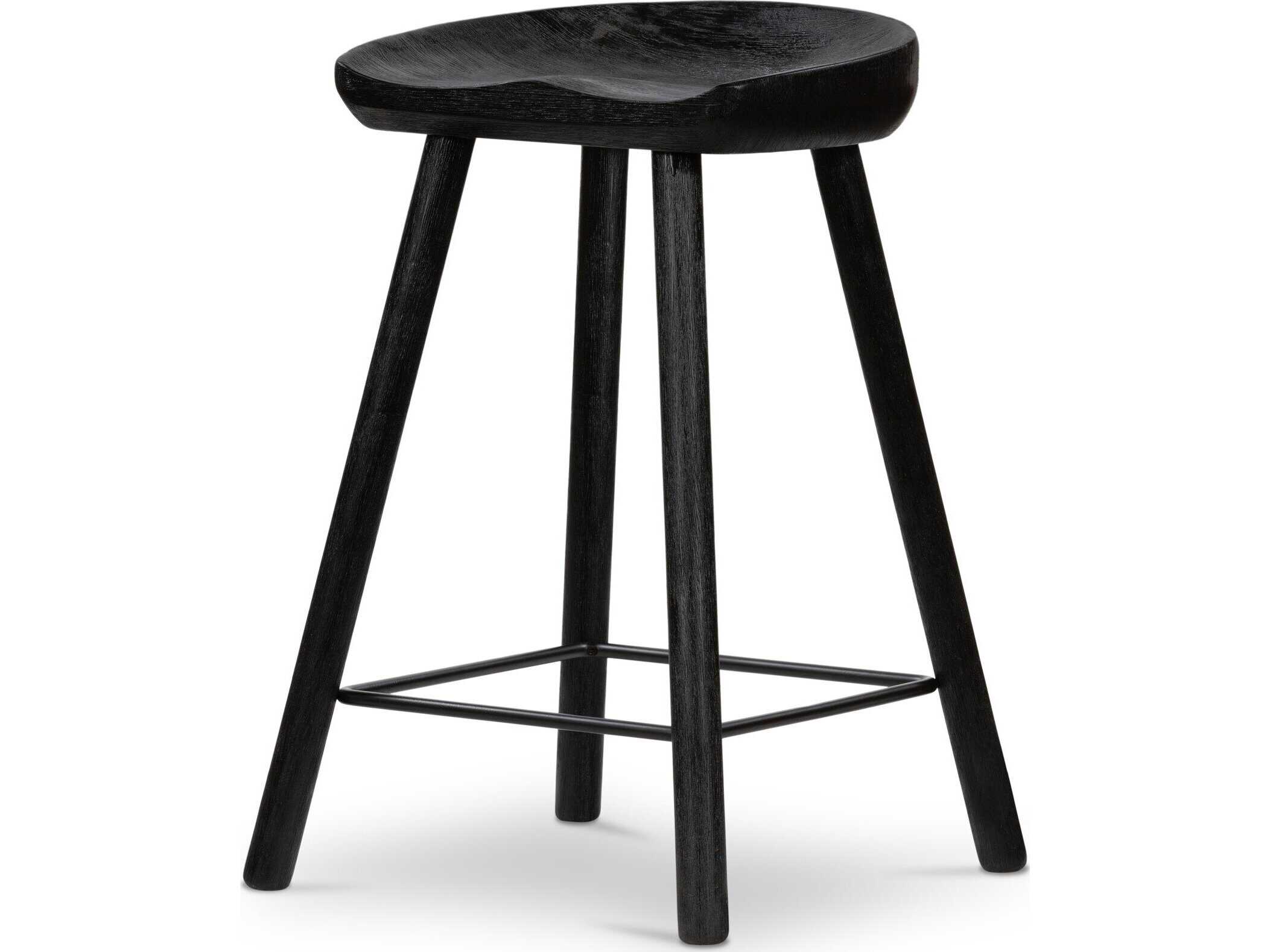Four Hands Belfast Barrett Matte Black Parawood  Counter Stool