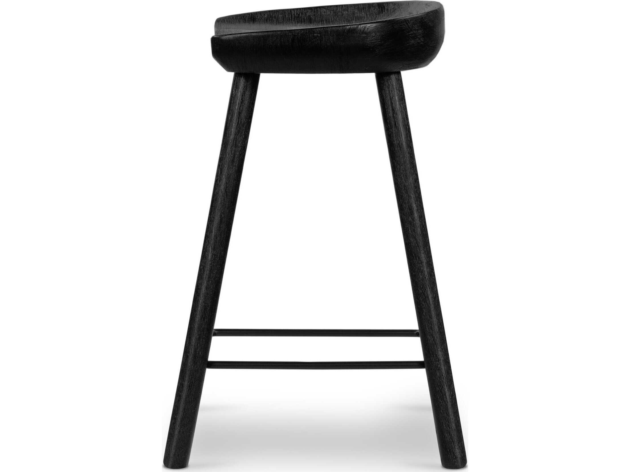 Four Hands Belfast Barrett Matte Black Parawood  Counter Stool