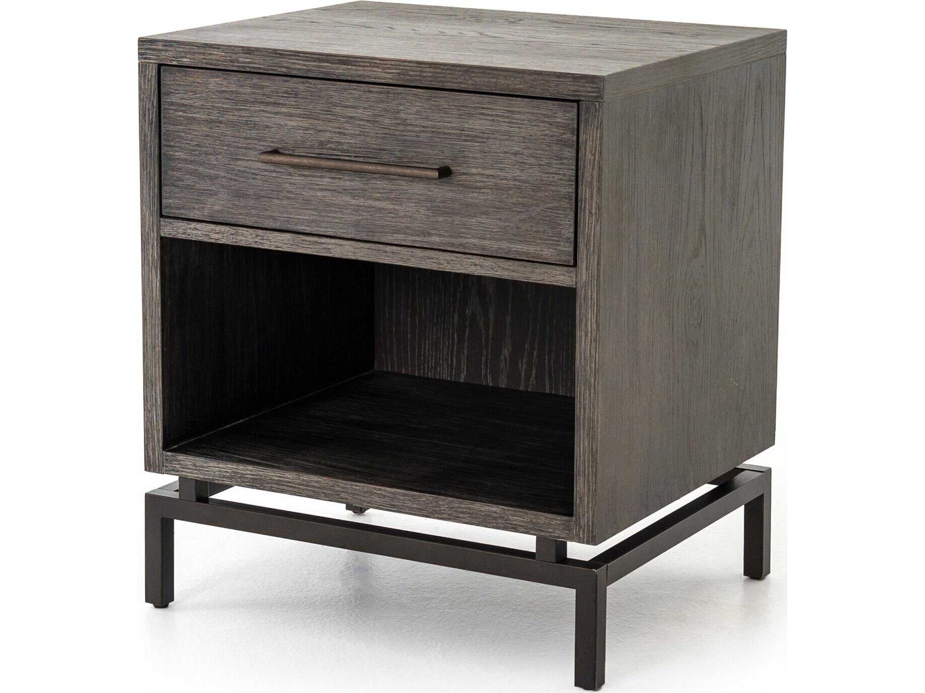 Four Hands Brighton 1-Drawer Gray Oak Wood Nightstand
