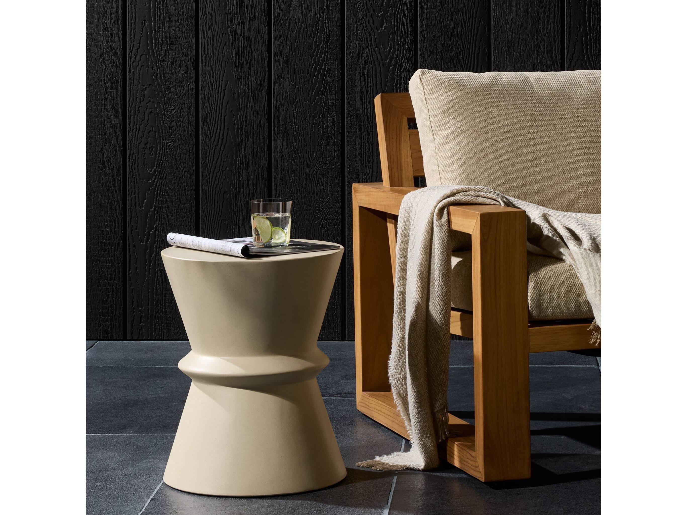 Four Hands Everett Lina Parchment White End Table