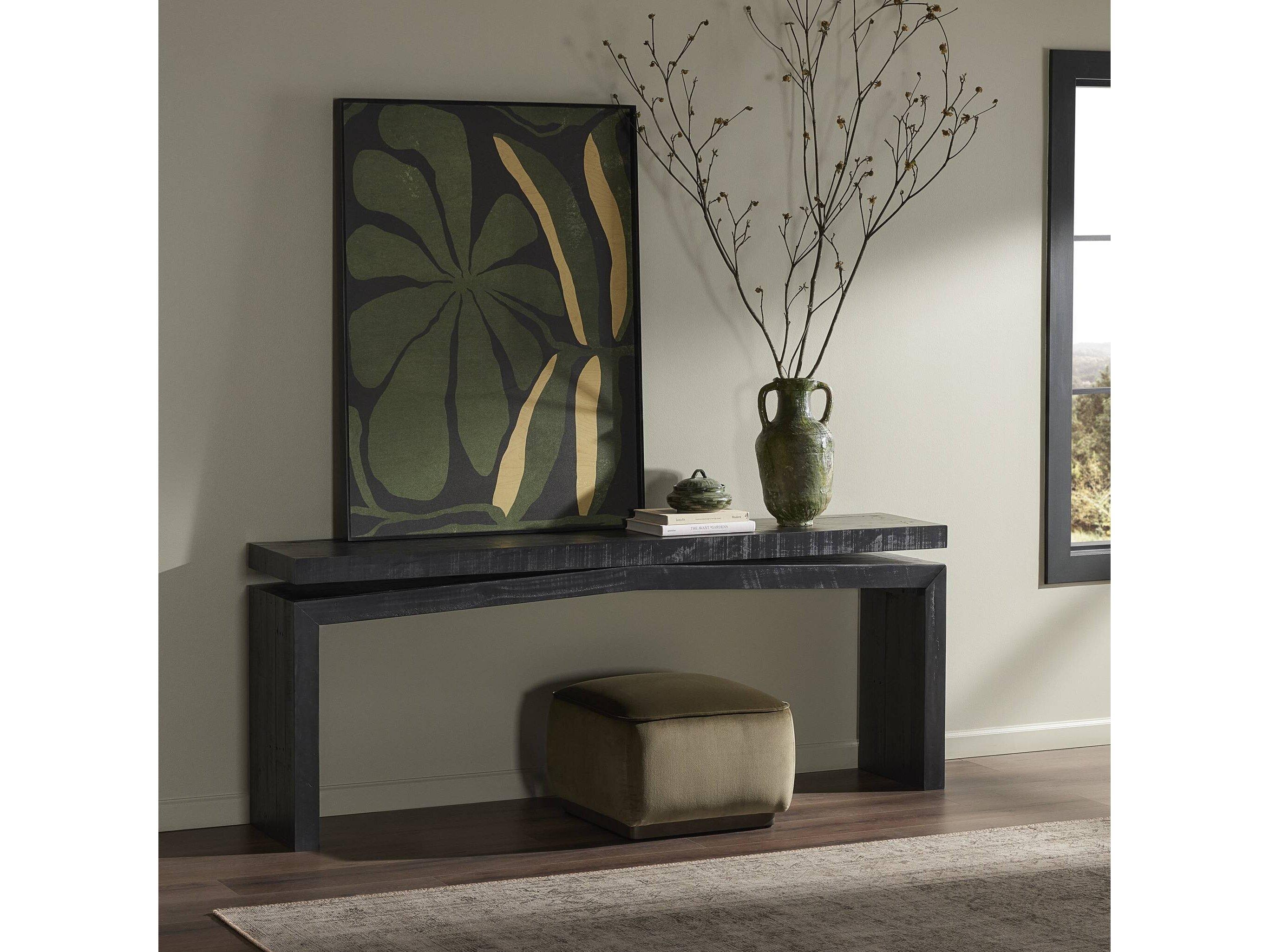 Four Hands Haiden Matthes Aged Black Pine Rectangular Reclaimed Pine Console Table