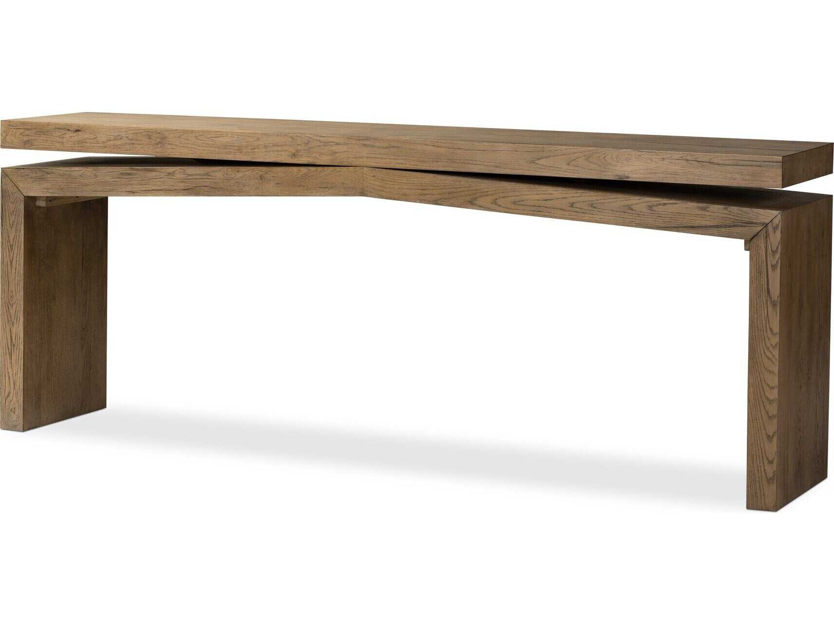 Four Hands Haiden Matthes Rustic Grey Veneer Rectangular Oak Wood Console Table