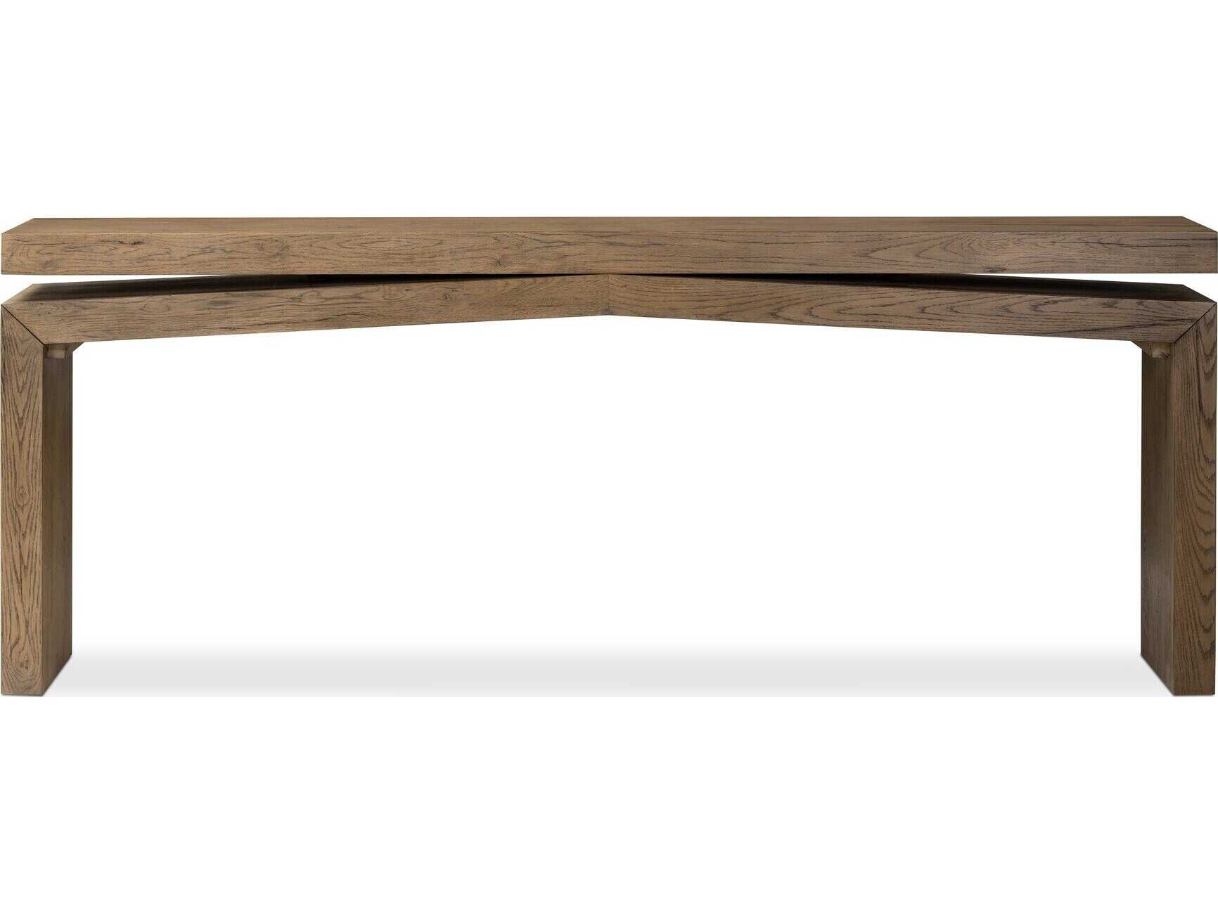 Four Hands Haiden Matthes Rustic Grey Veneer Rectangular Oak Wood Console Table