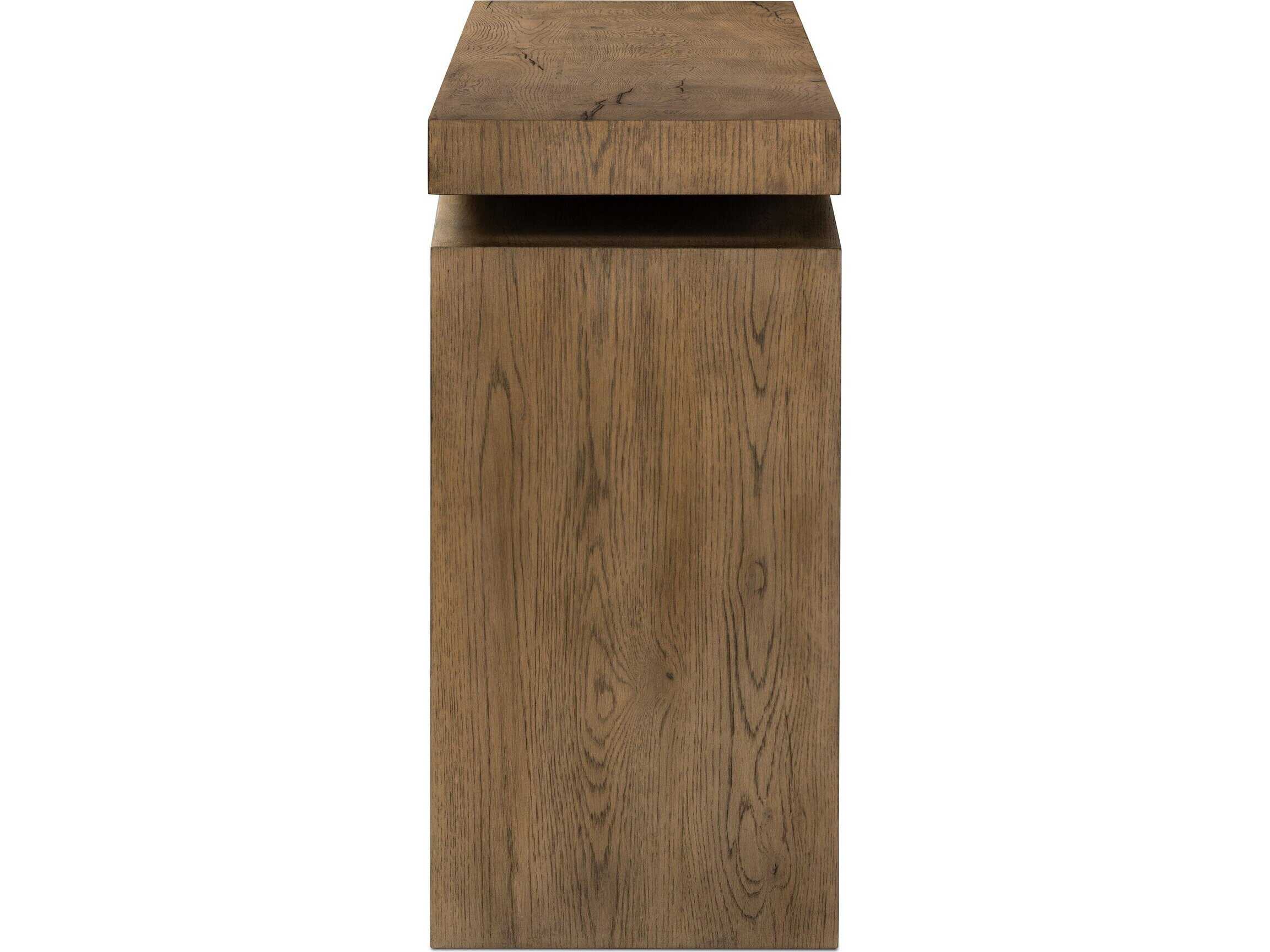 Four Hands Haiden Matthes Rustic Grey Veneer Rectangular Oak Wood Console Table