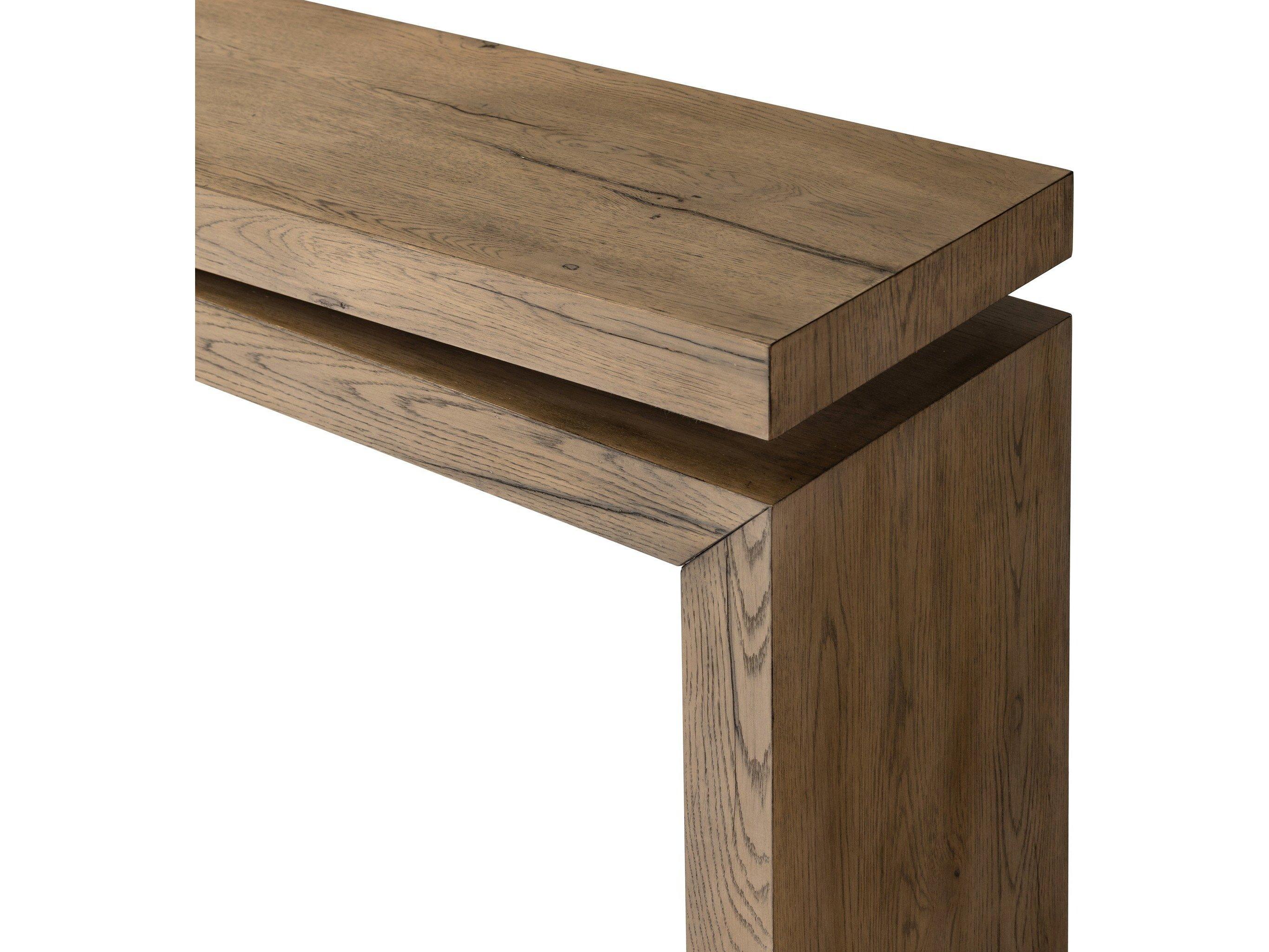Four Hands Haiden Matthes Rustic Grey Veneer Rectangular Oak Wood Console Table