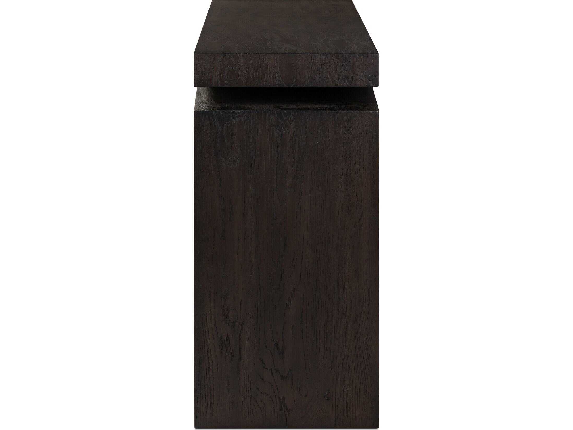 Four Hands Haiden Matthes Smoked Black Veneer Rectangular Oak Wood Console Table