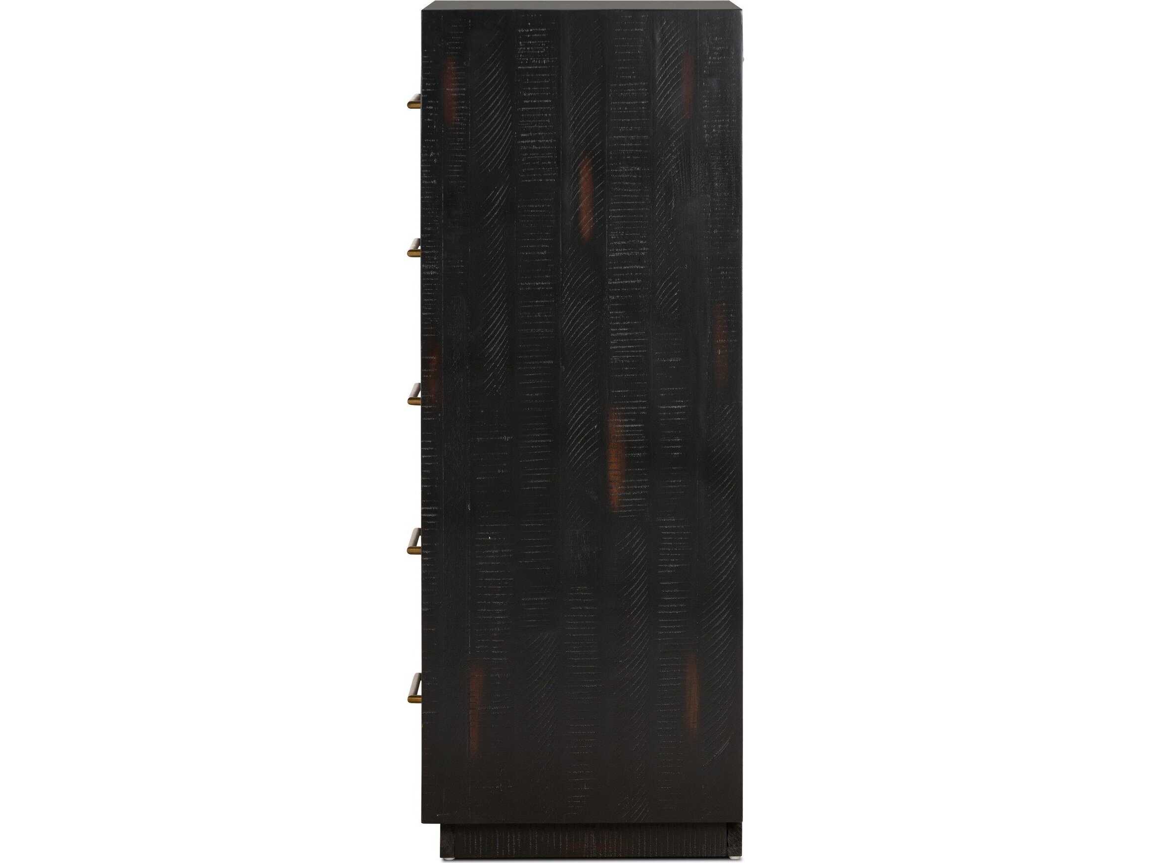 Four Hands Hadley 5-Drawers Burnished Black Solid Wood Accent Chest