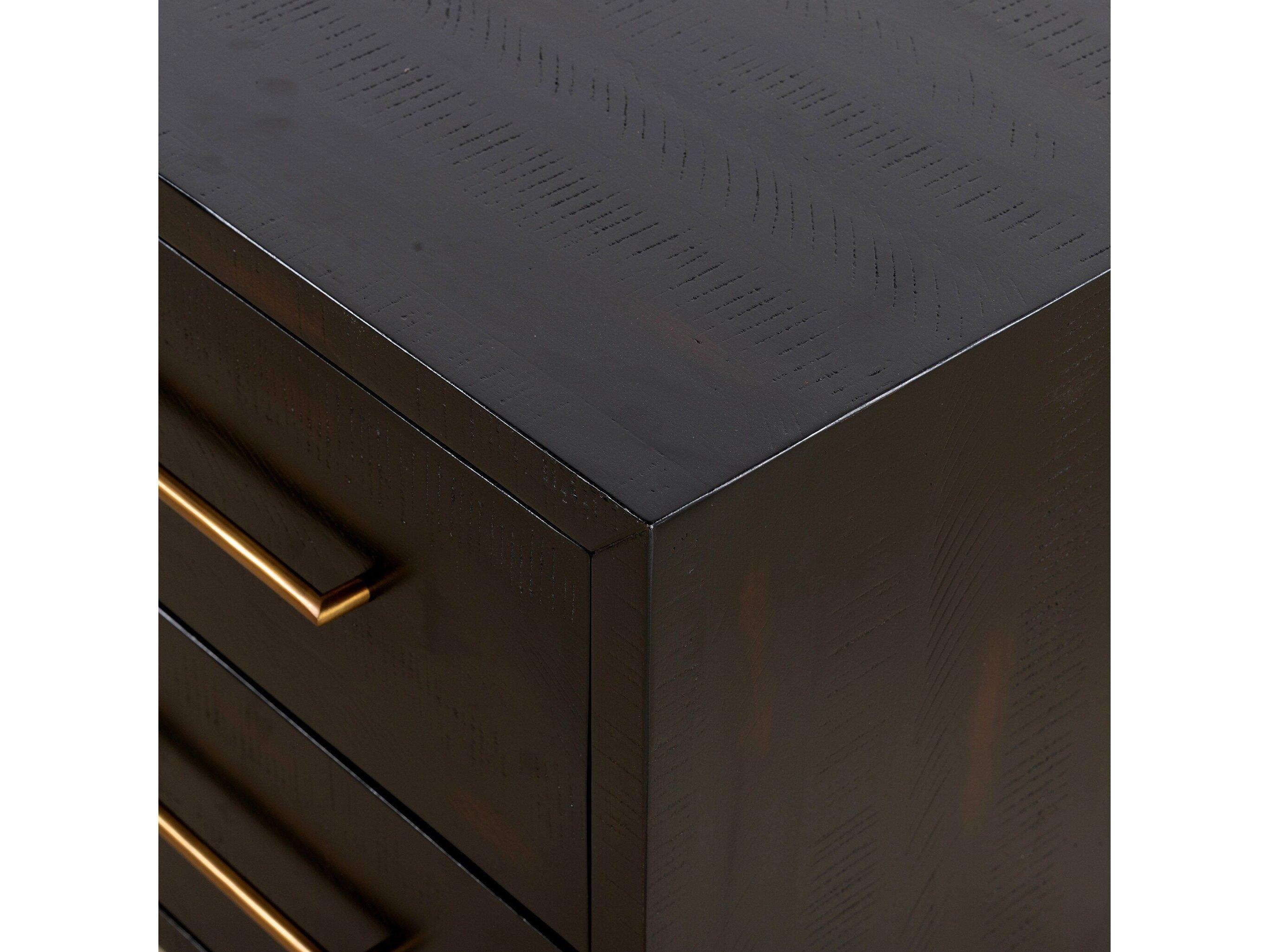 Four Hands Hadley Suki 2-Drawers Black Solid Wood Nightstand