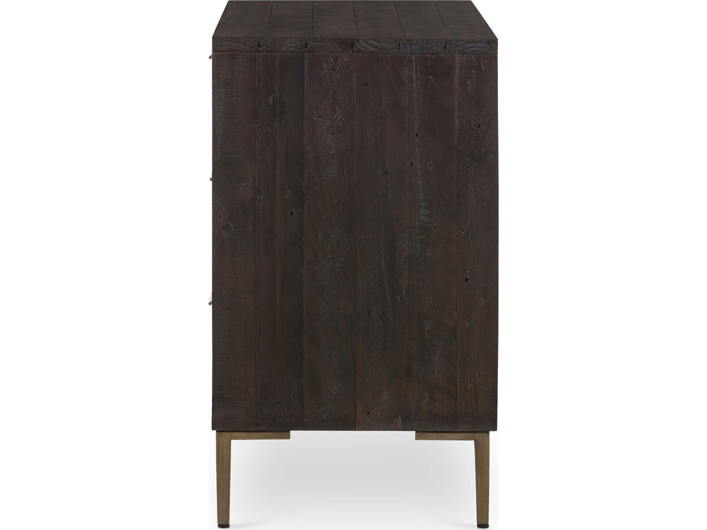 Four Hands Wyeth 6-Drawers Black Pine Wood Double Dresser