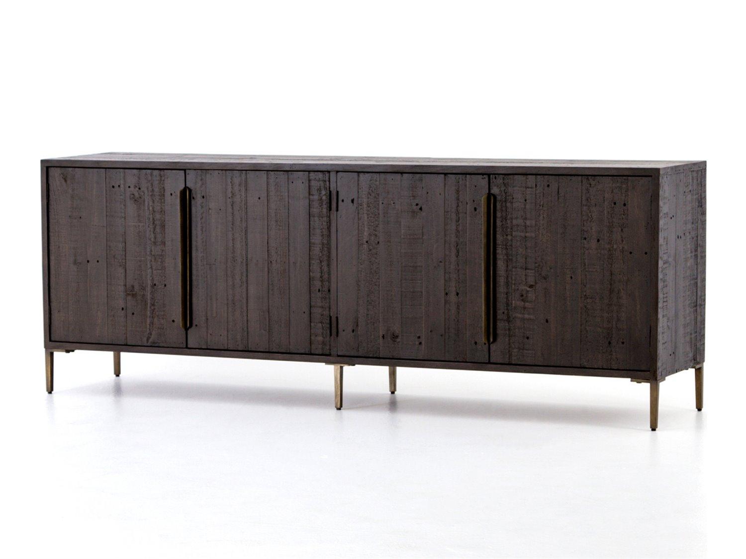 Luxecor Globetrotter 88" Pine Wood Dark Carbon Antique Brass Sideboard