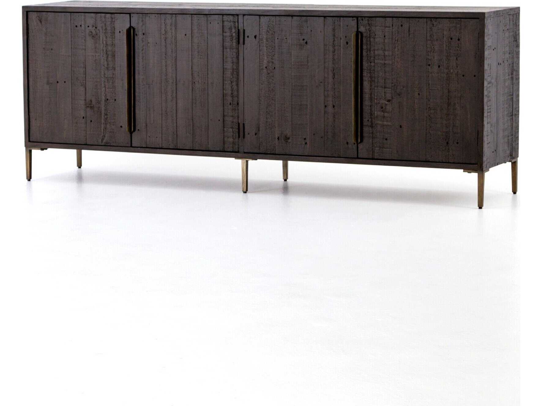 Four Hands Wyeth 88" Pine Wood Dark Carbon Antique Brass Sideboard