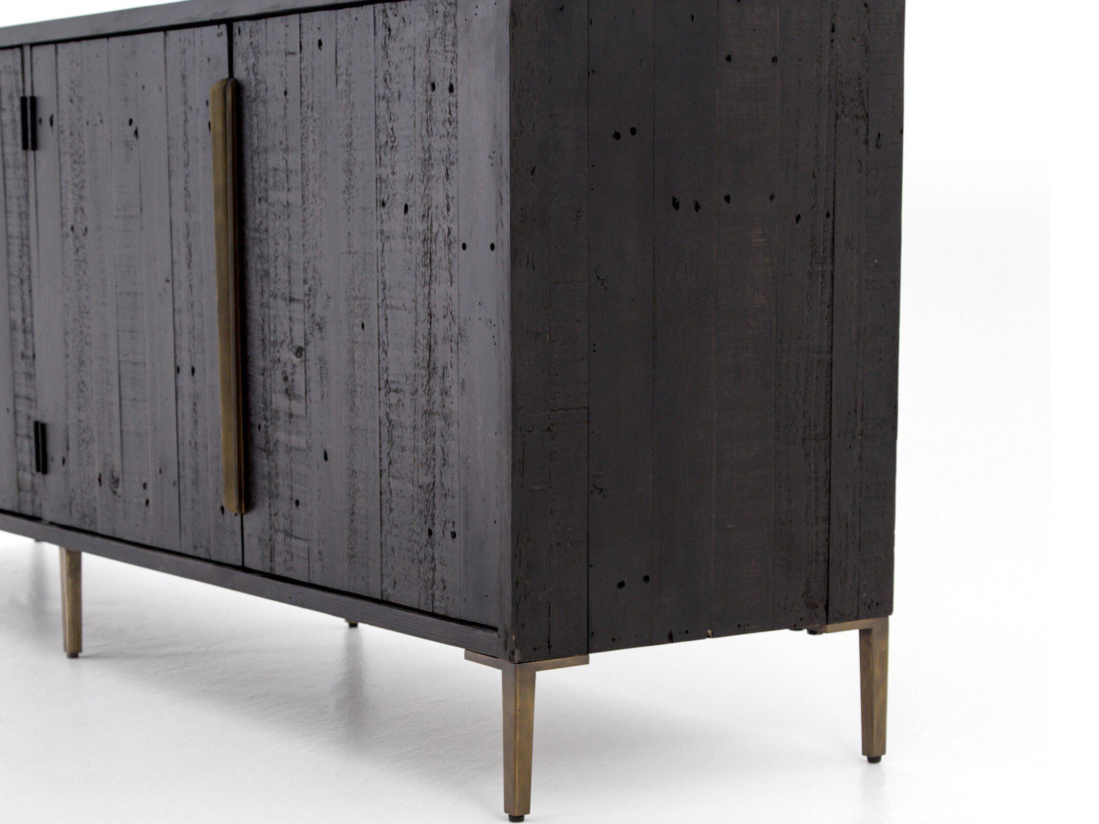 Four Hands Wyeth 88" Pine Wood Dark Carbon Antique Brass Sideboard
