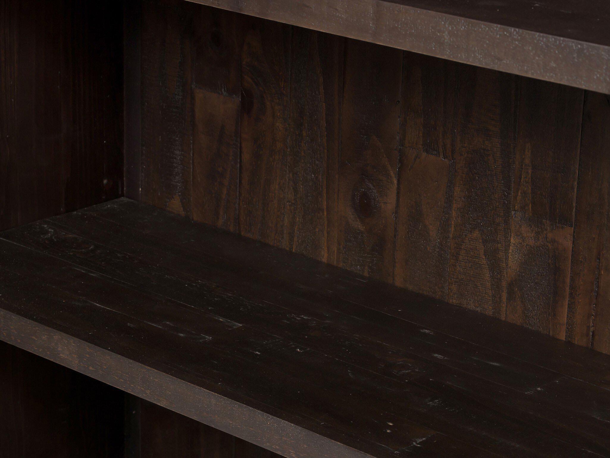 Four Hands Wyeth Pine Wood Dark Carbon Tempered Glass Antique Brass Display Cabinet