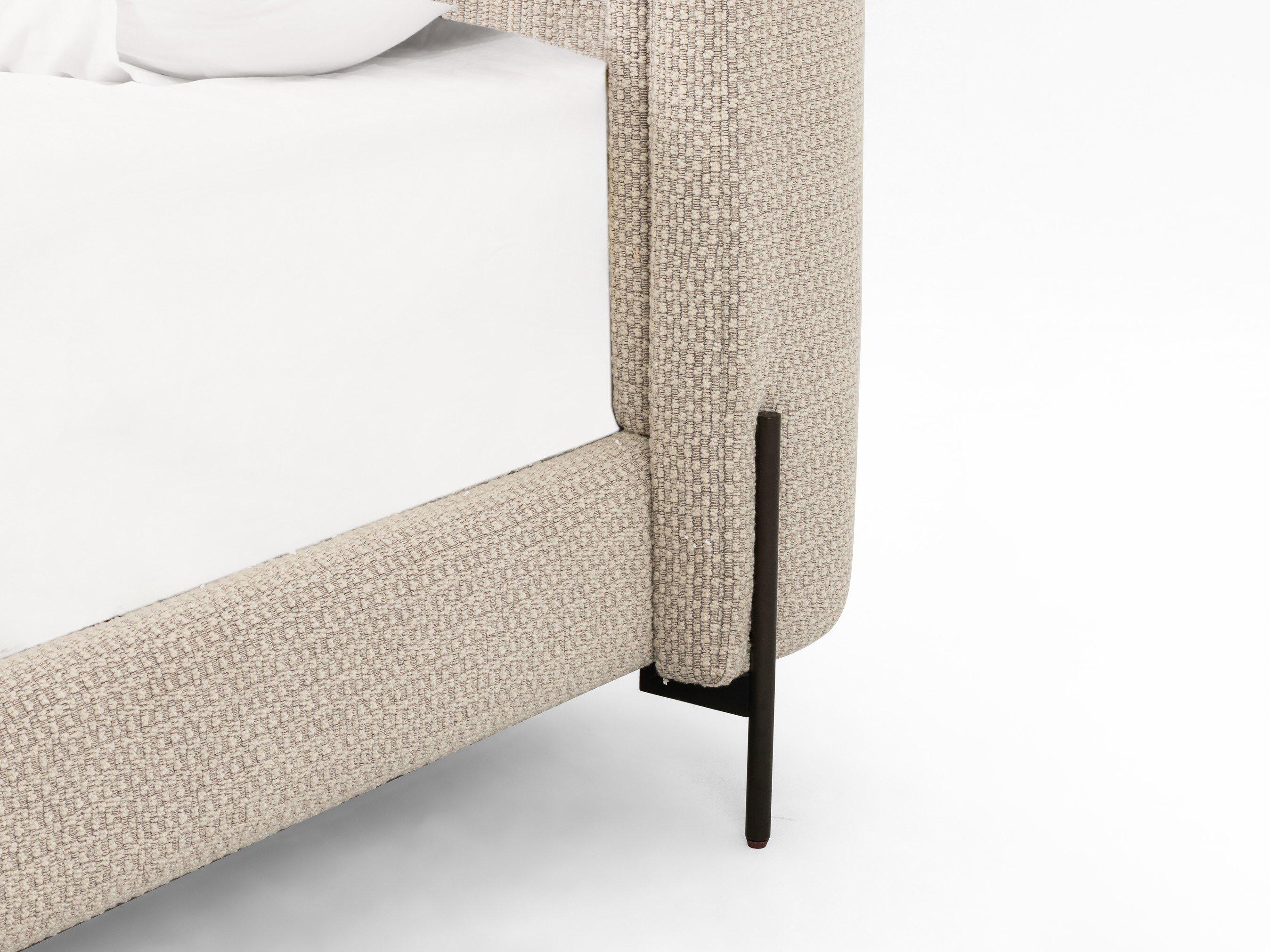 Four Hands Kensington Dobson Gunmetal Perin Oatmeal Beige Upholstered Queen Platform Bed