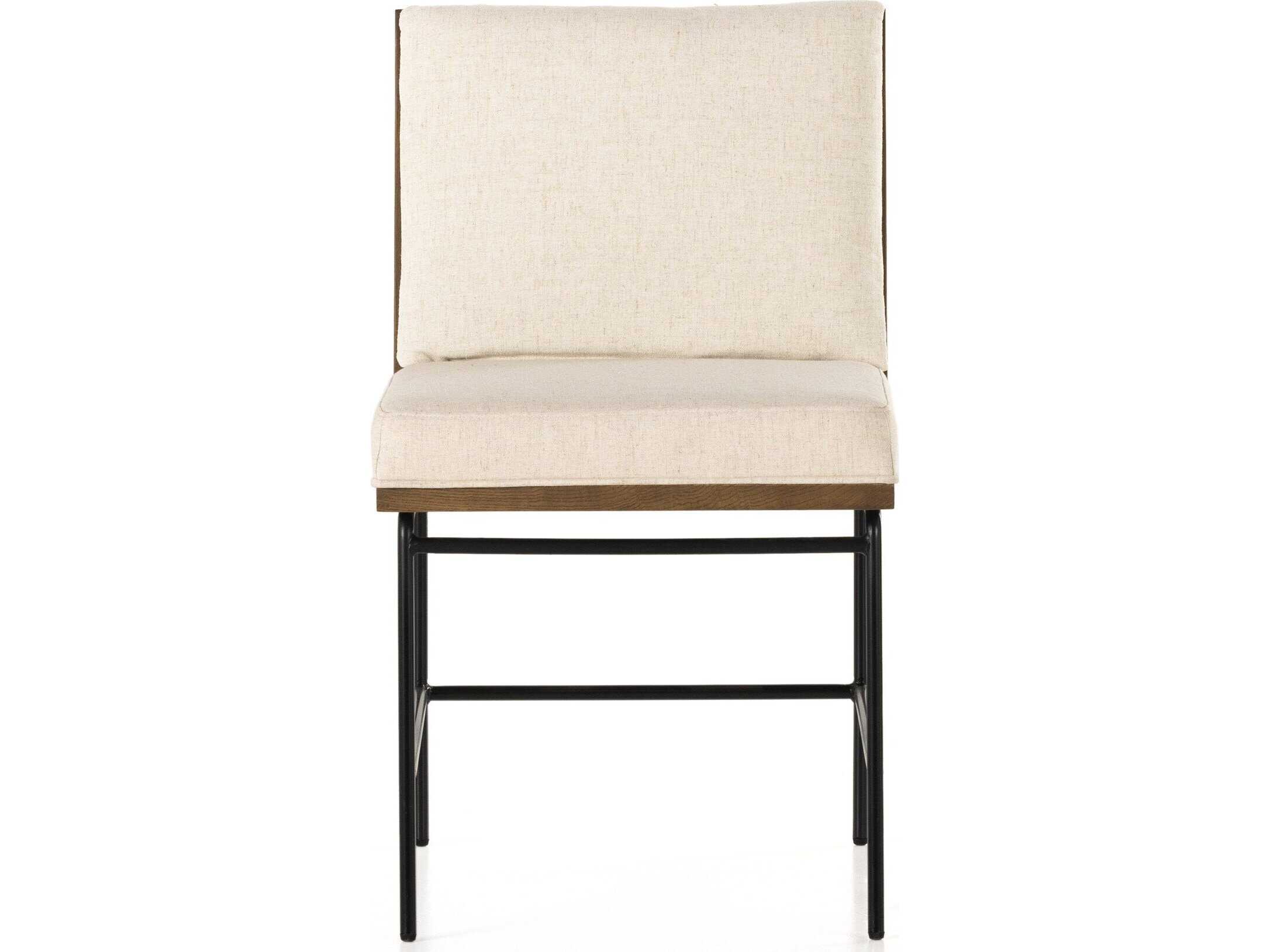 Four Hands Westgate Crete Oak Wood Beige Upholstered Side Dining Chair