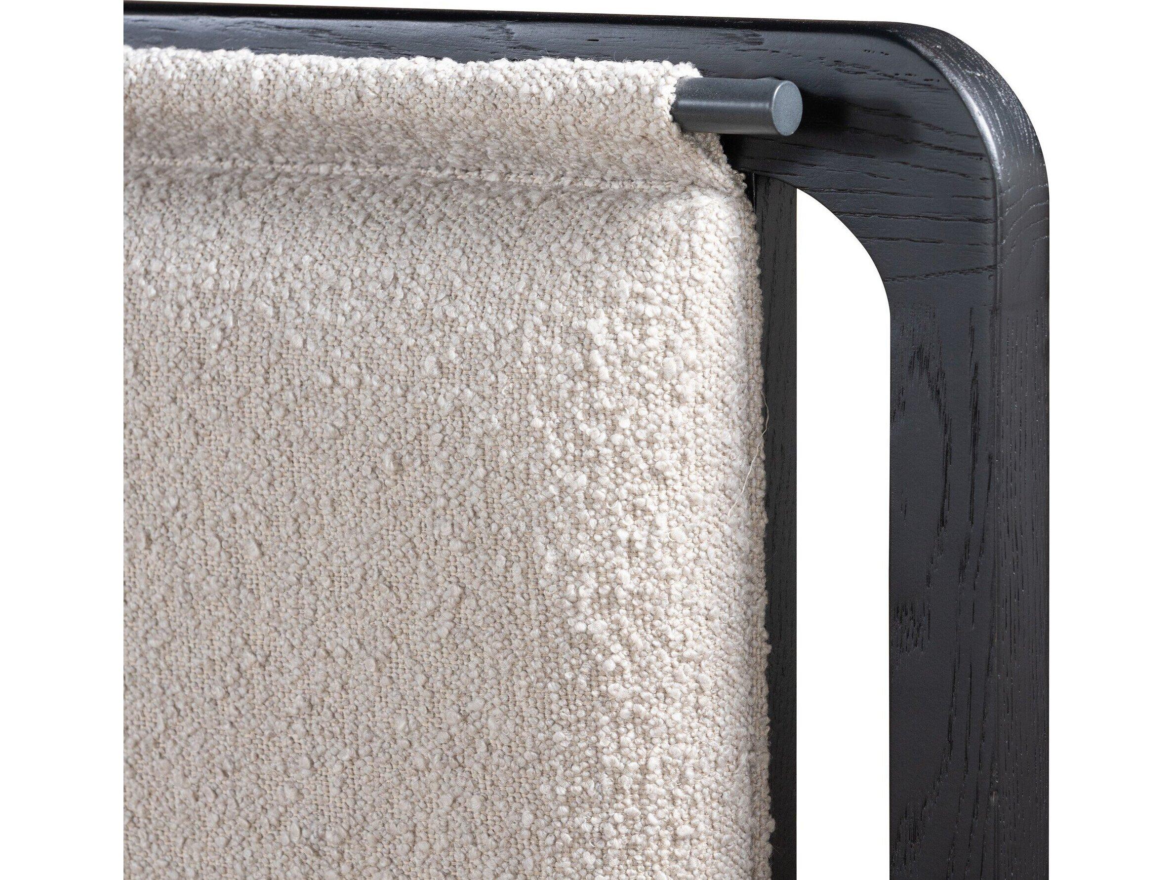 Four Hands Filmore Rosedale Ebony Oak Knoll Sand Gunmetal Wood Upholstered King Panel Bed