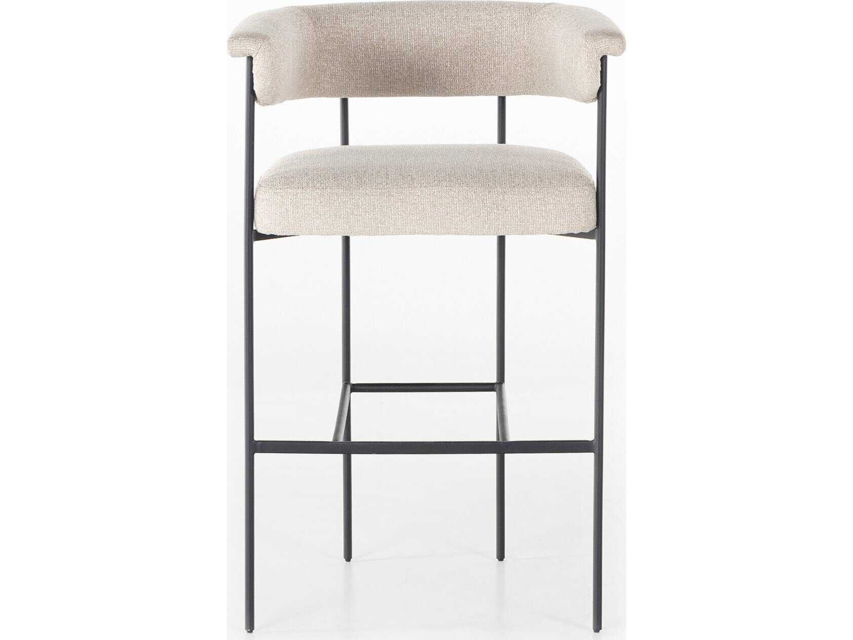 Four Hands Grayson Carrie Upholstered Light Camel Matte Black Bar Stool