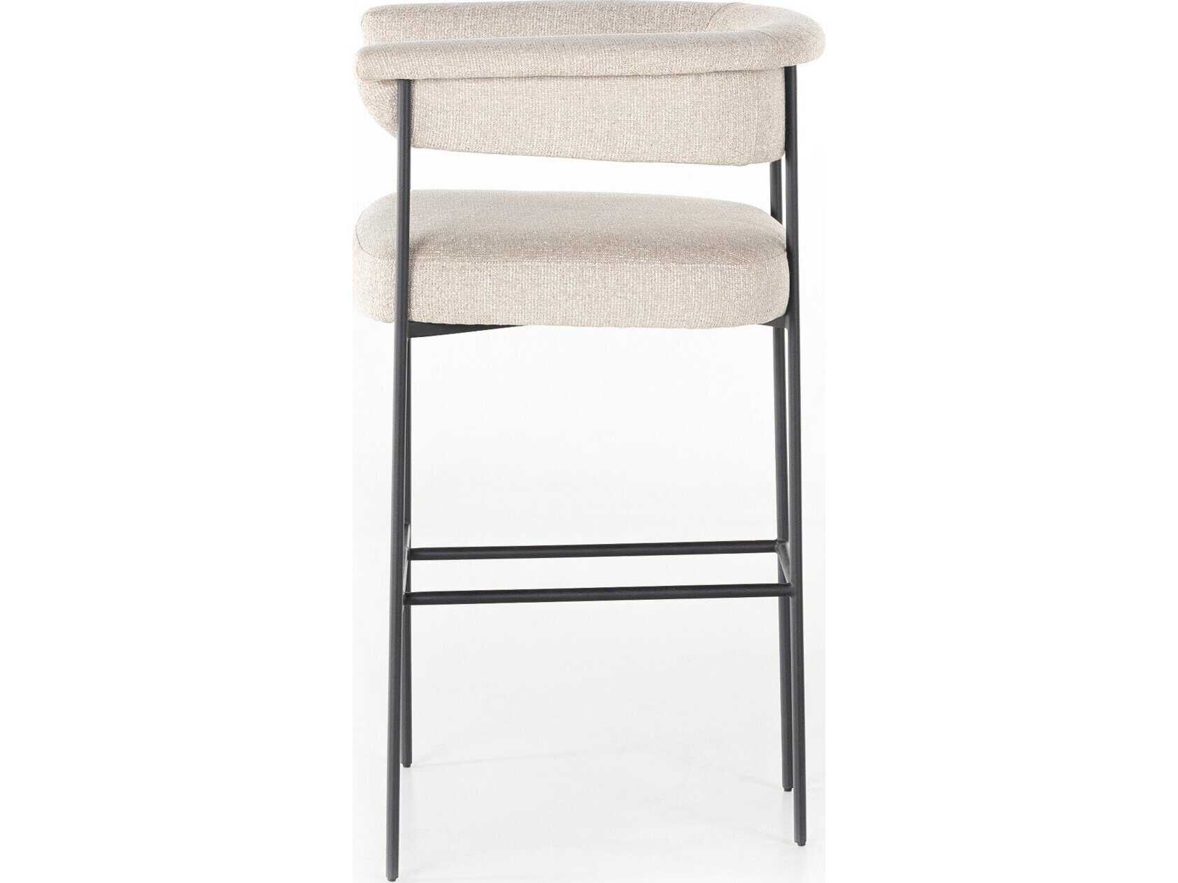 Four Hands Grayson Carrie Upholstered Light Camel Matte Black Bar Stool