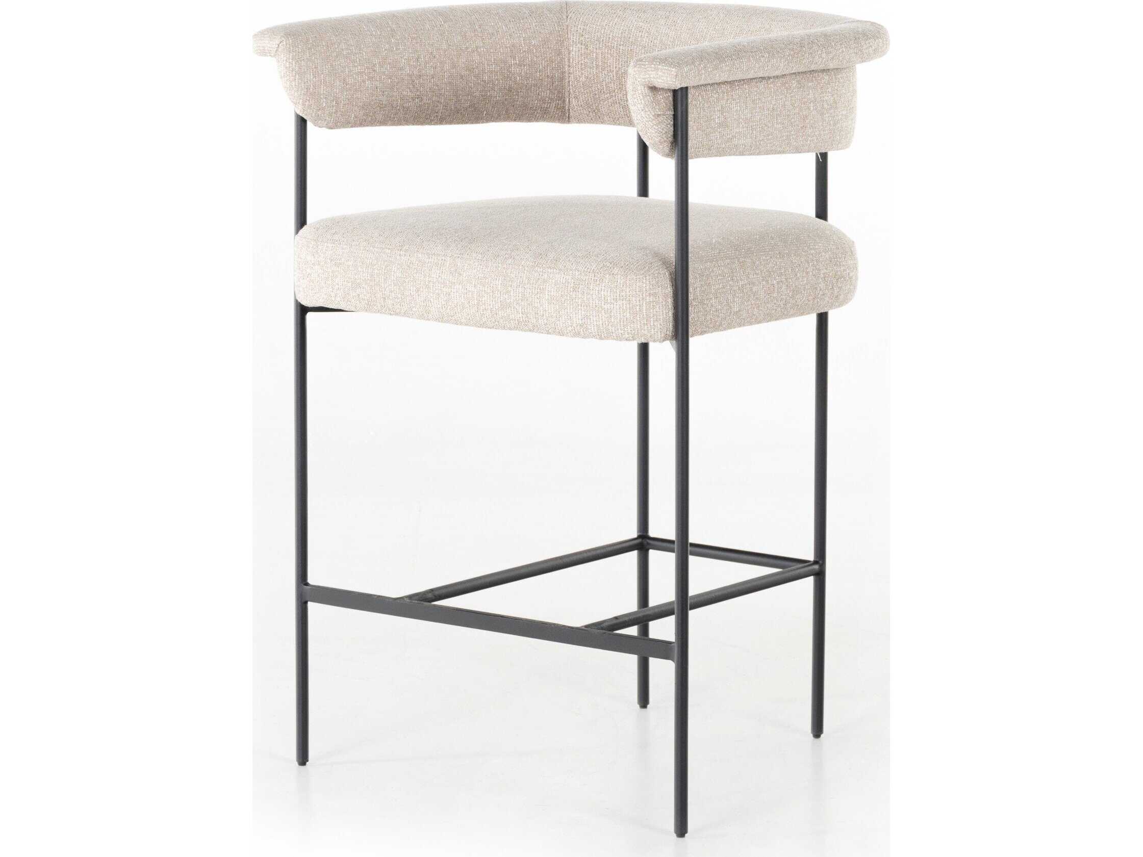 Four Hands Grayson Carrie Upholstered Light Camel Matte Black Counter Stool