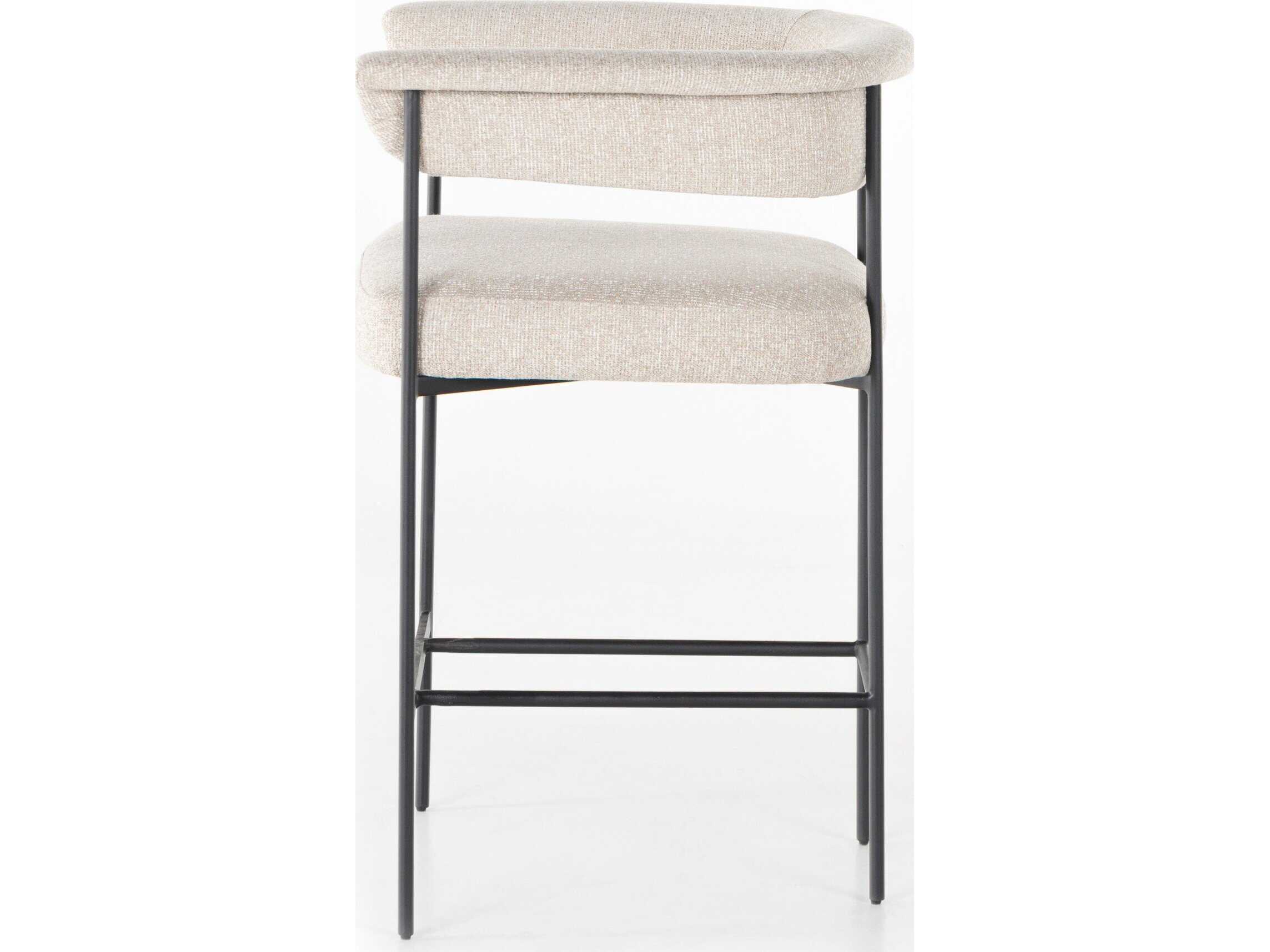 Four Hands Grayson Carrie Upholstered Light Camel Matte Black Counter Stool