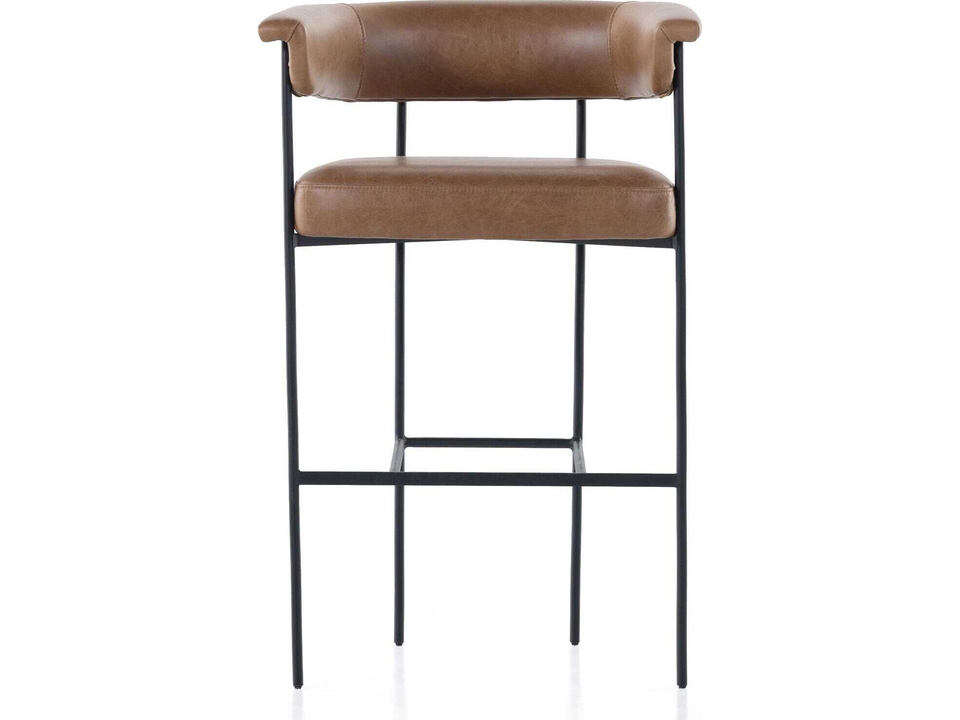 Four Hands Grayson Carrie Chaps Saddle Leather Bar Stool