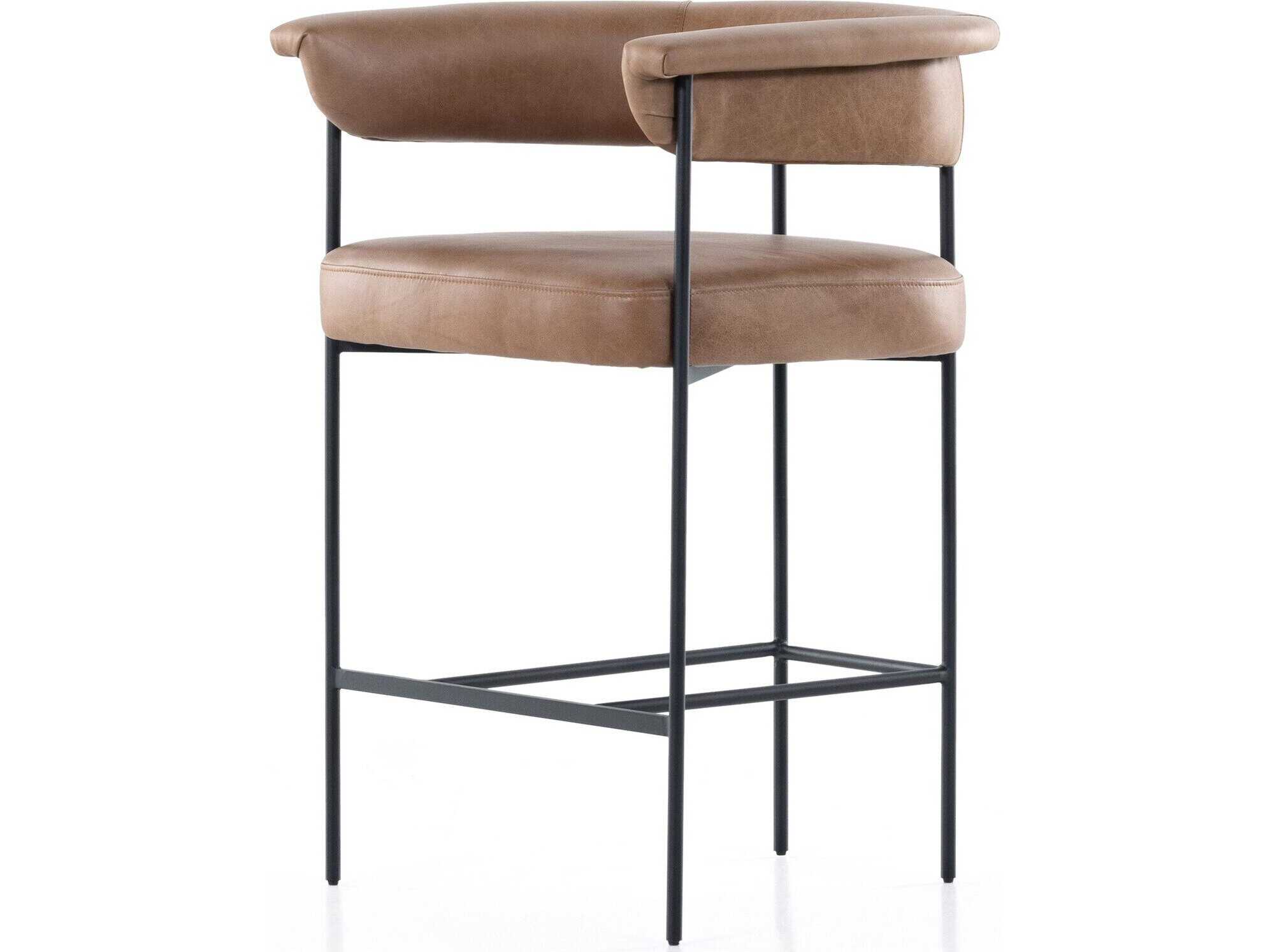 Four Hands Grayson Carrie Chaps Saddle Leather Counter Stool