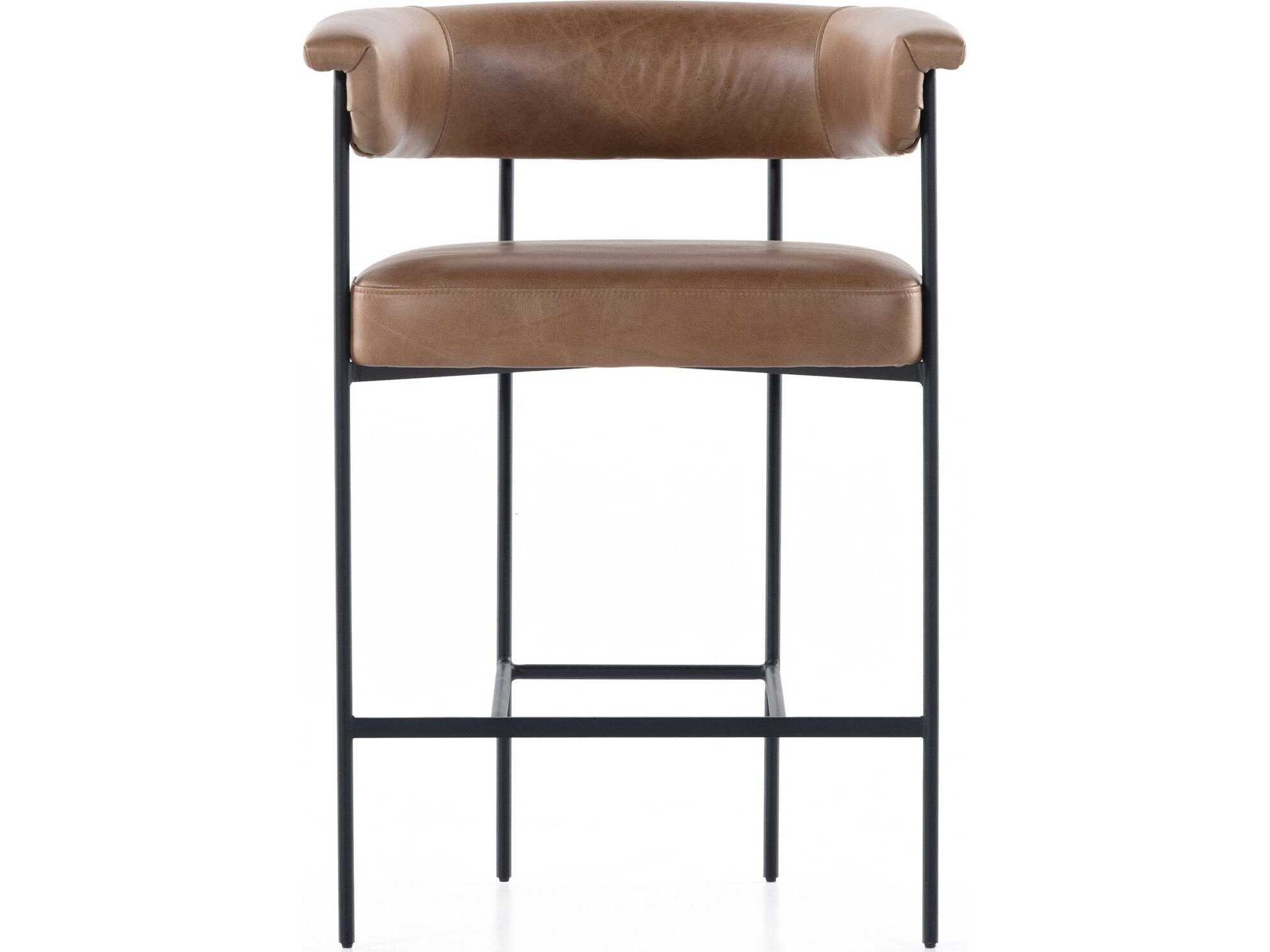 Four Hands Grayson Carrie Chaps Saddle Leather Counter Stool