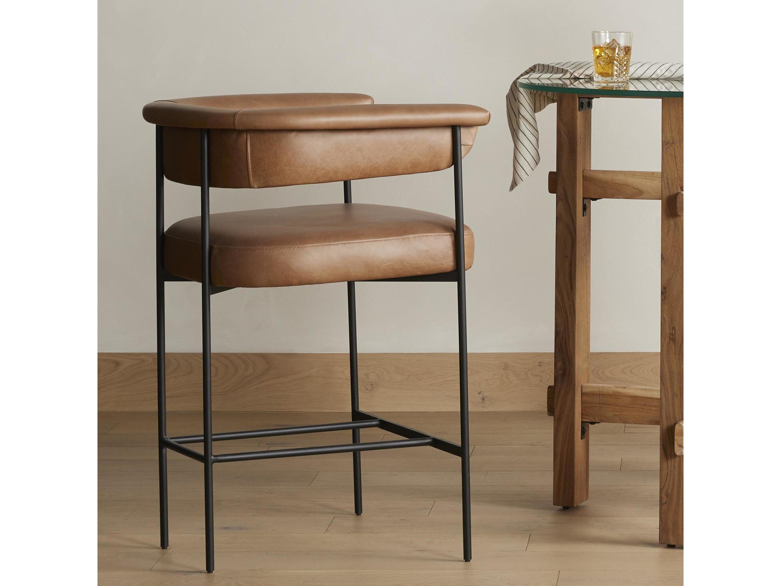 Four Hands Grayson Carrie Chaps Saddle Leather Counter Stool