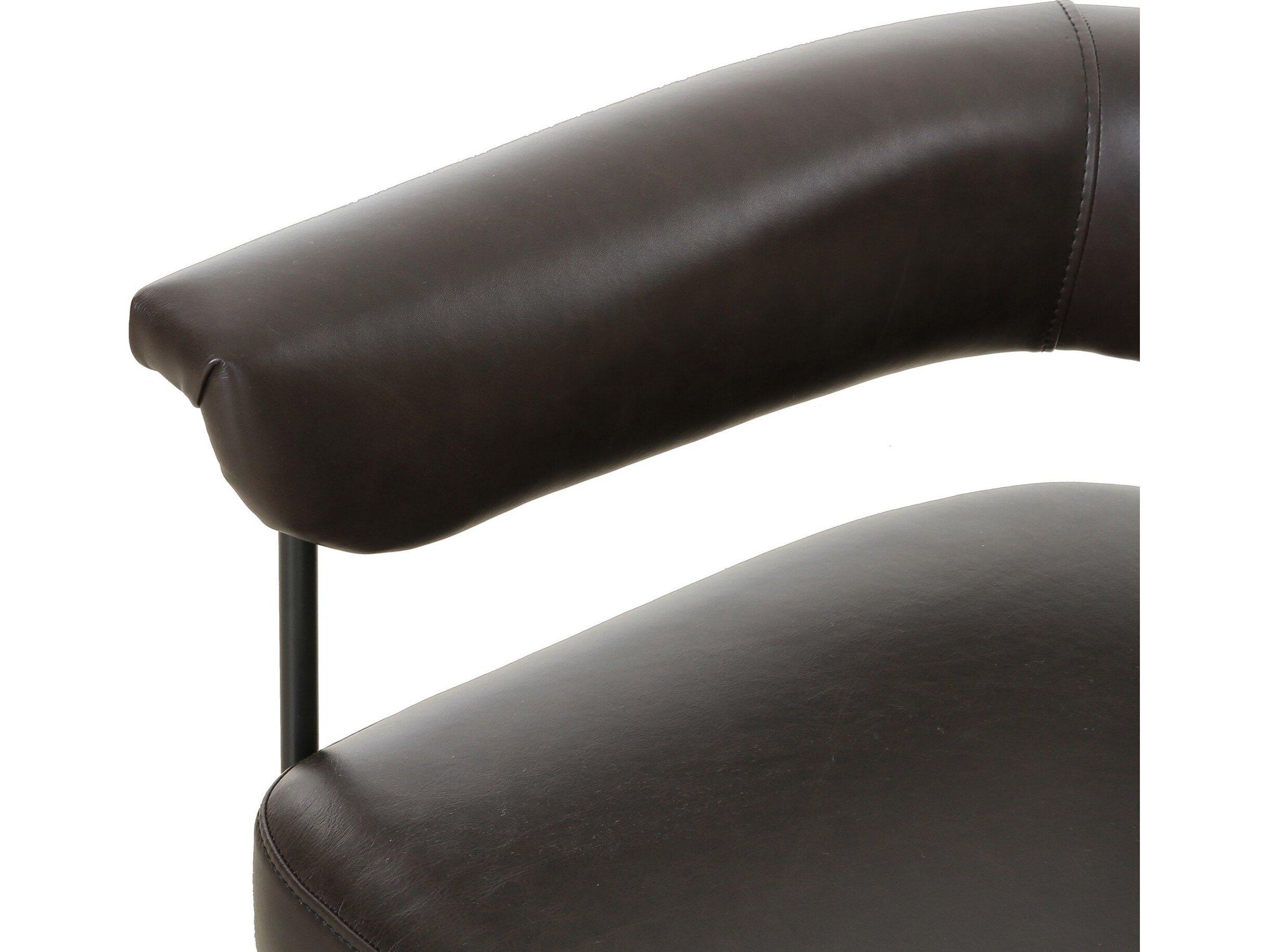 Four Hands Grayson Carrie Leather Black Upholstered Arm Dining Chair