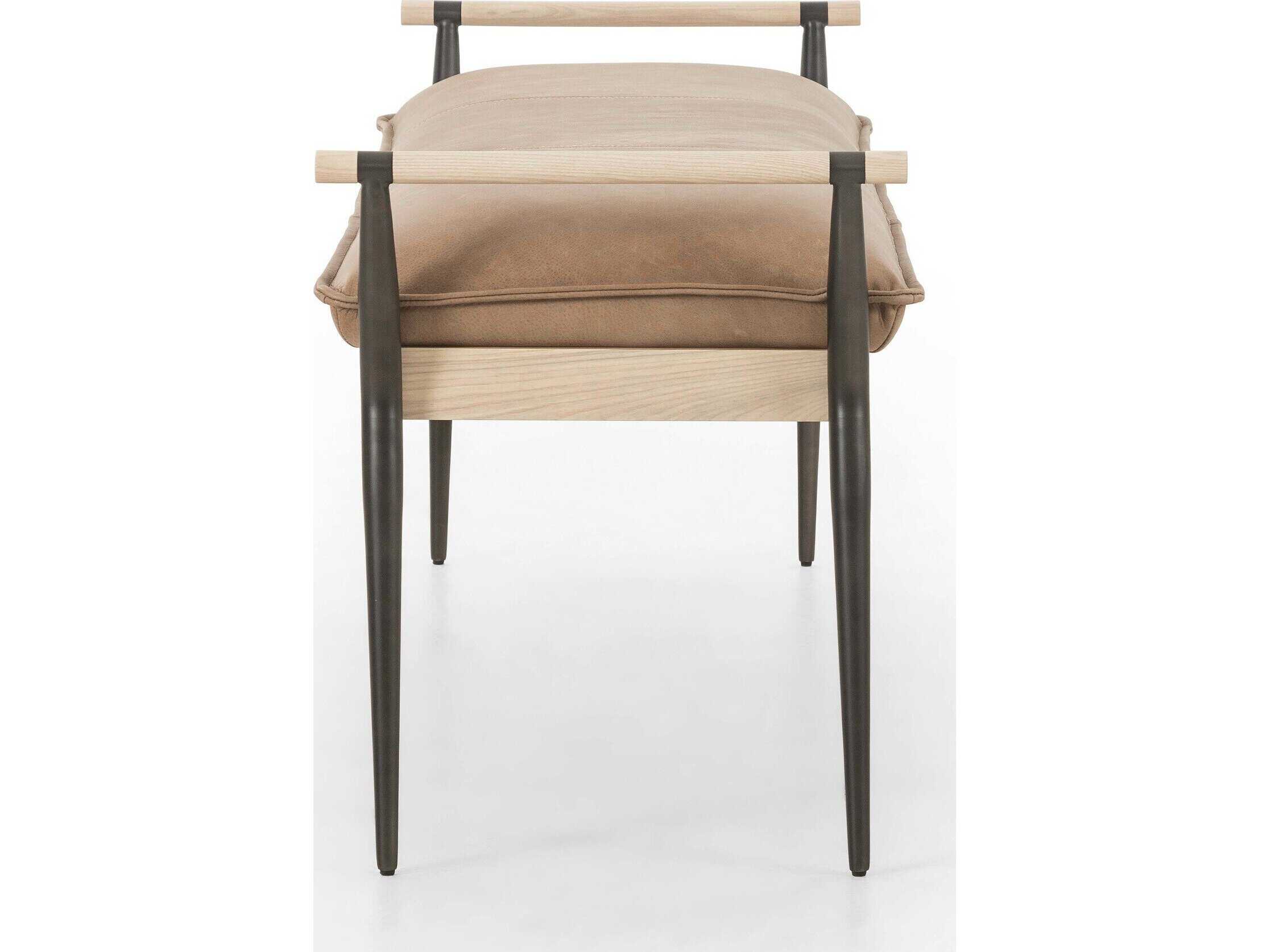 Four Hands Grayson Brown Leather Accent Bench