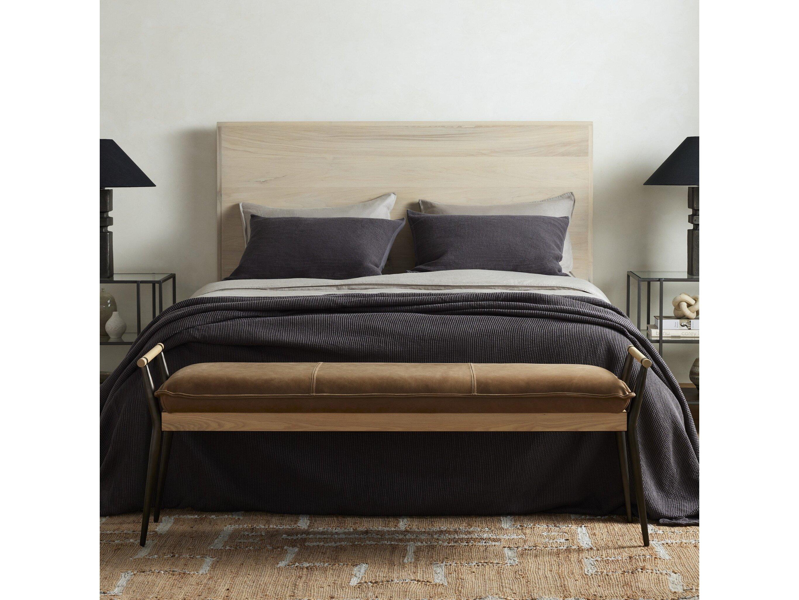 Four Hands Grayson Brown Leather Accent Bench