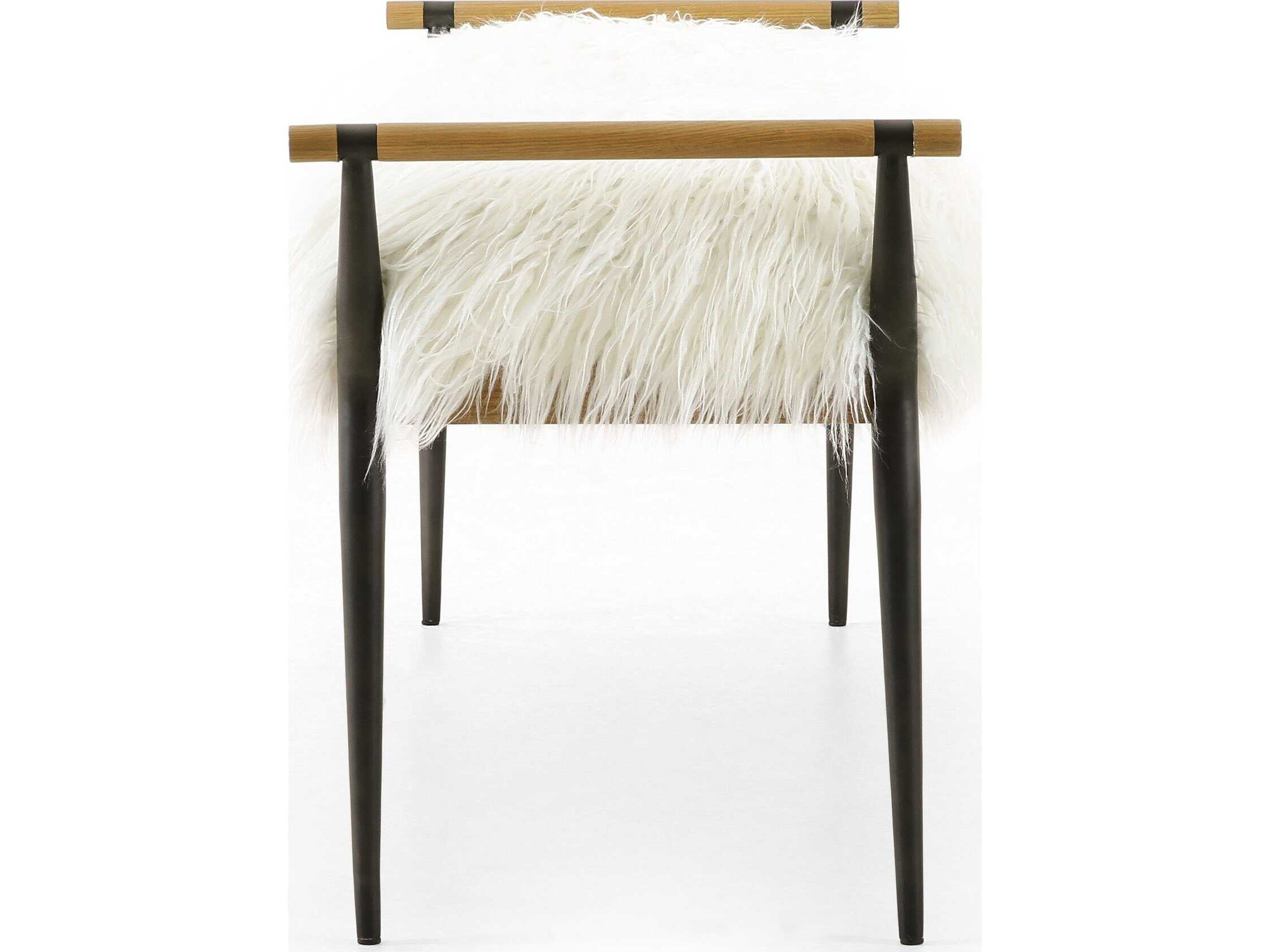 Four Hands Grayson White Fur Accent Bench