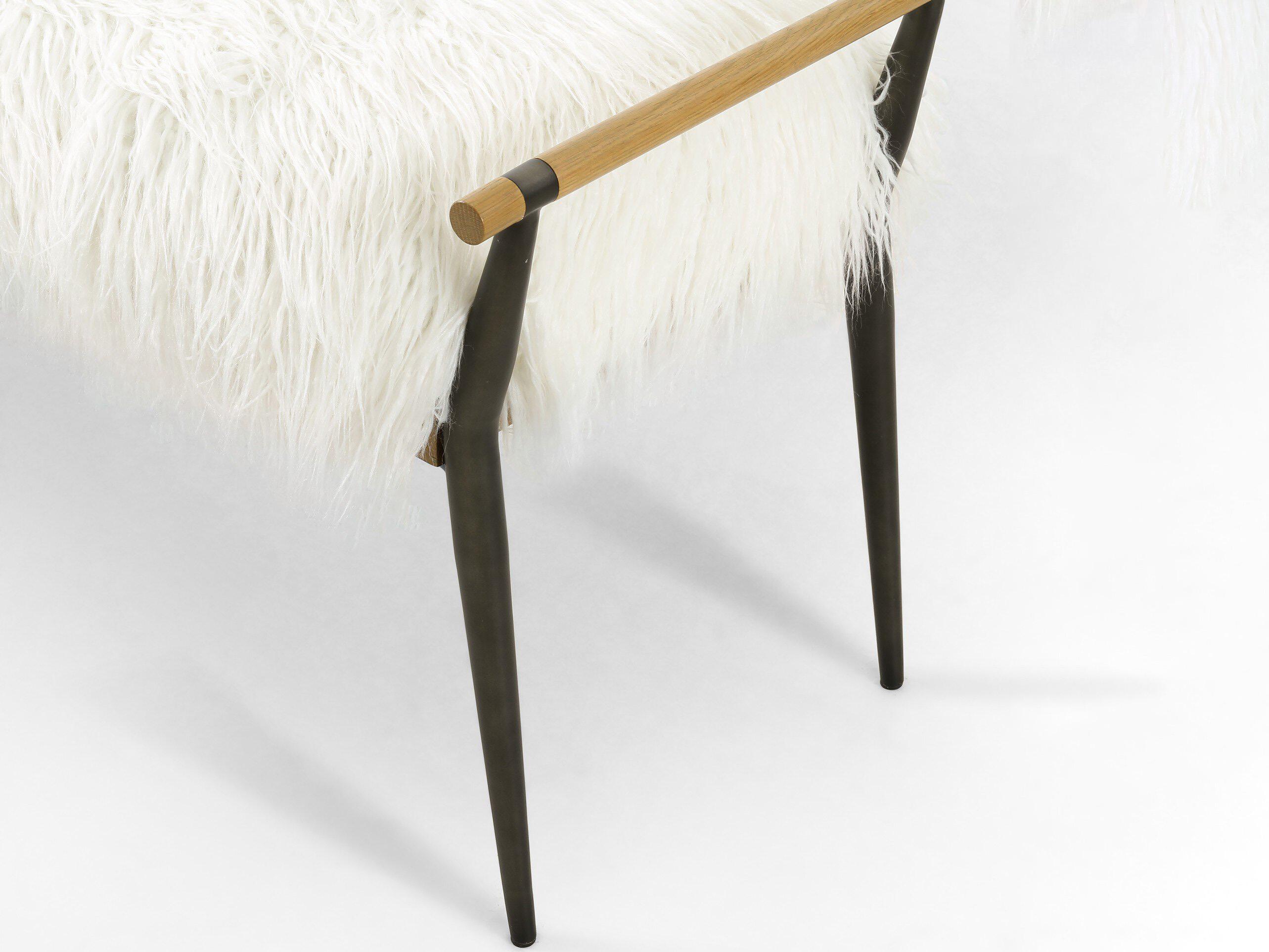 Four Hands Grayson White Fur Accent Bench