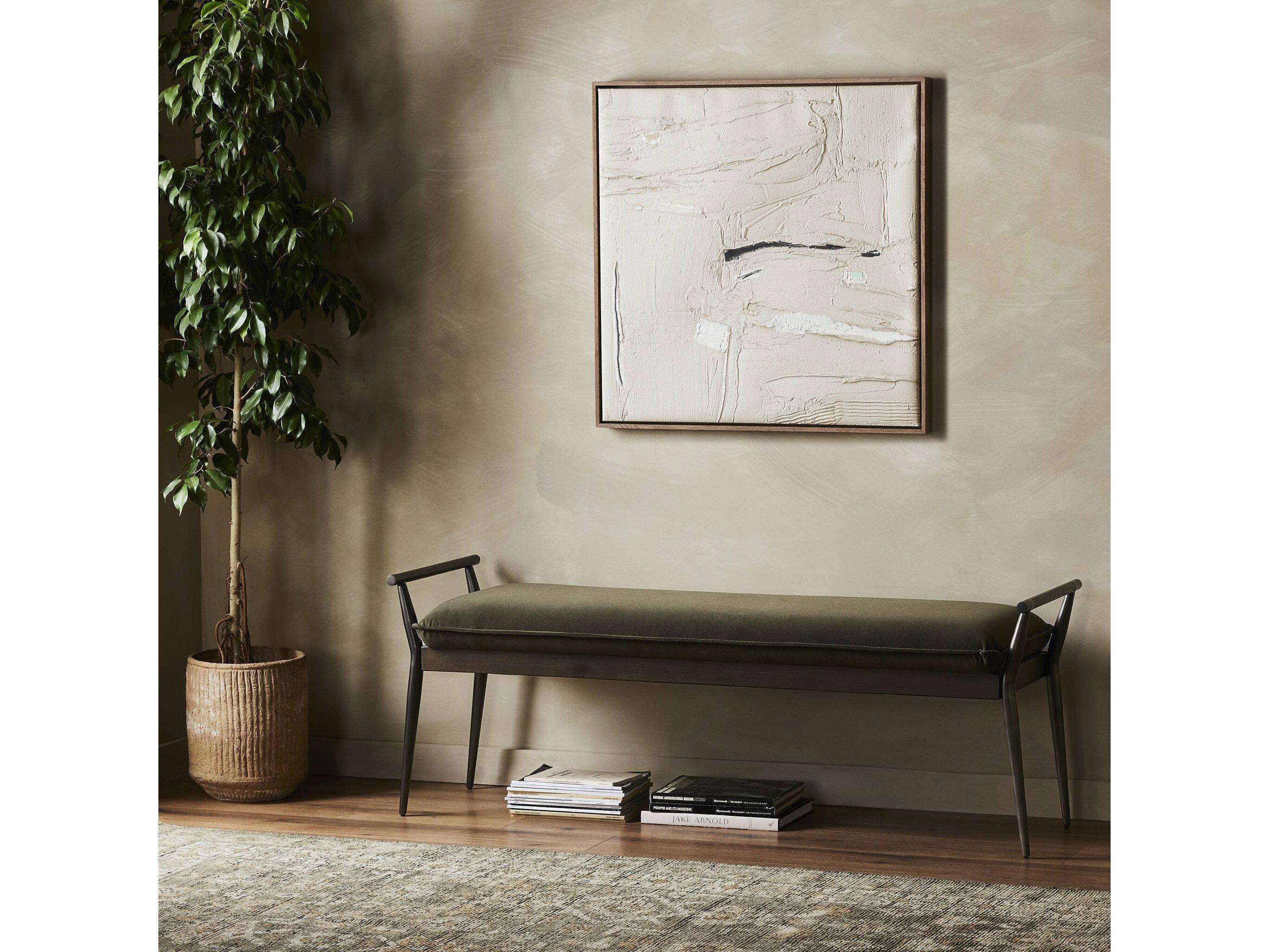 Four Hands Grayson Charlotte Modern Velvet Loden Upholstered Bench