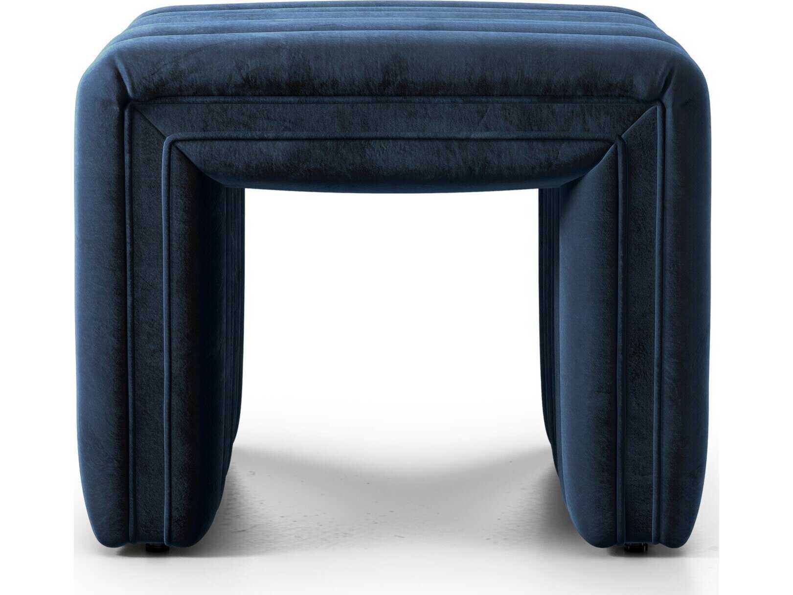 Four Hands Grayson Augustine Sapphire Navy Blue Upholstered Ottoman
