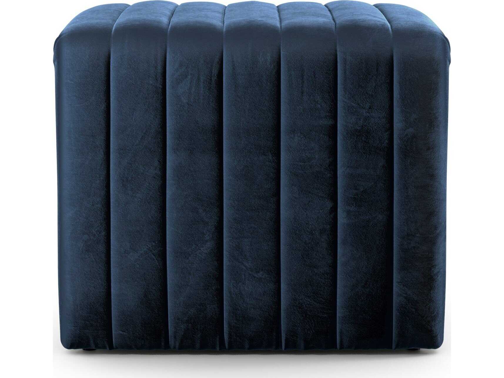 Four Hands Grayson Augustine Sapphire Navy Blue Upholstered Ottoman