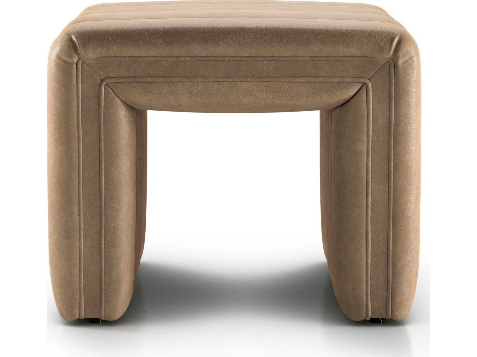 Four Hands Grayson Augustine Palermo Drift Brown Leather Ottoman