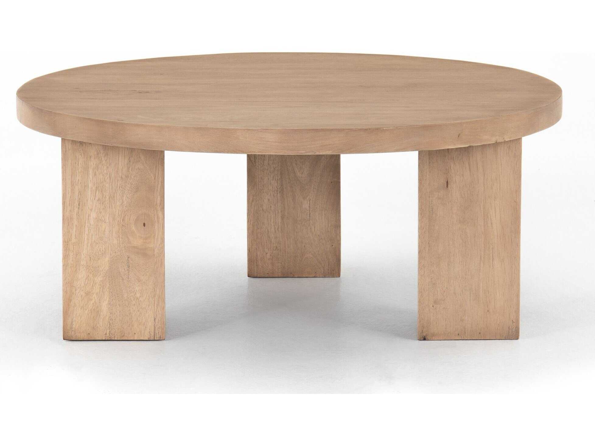 Four Hands Harmon Mesa Round Light Brushed Parawood Coffee Table