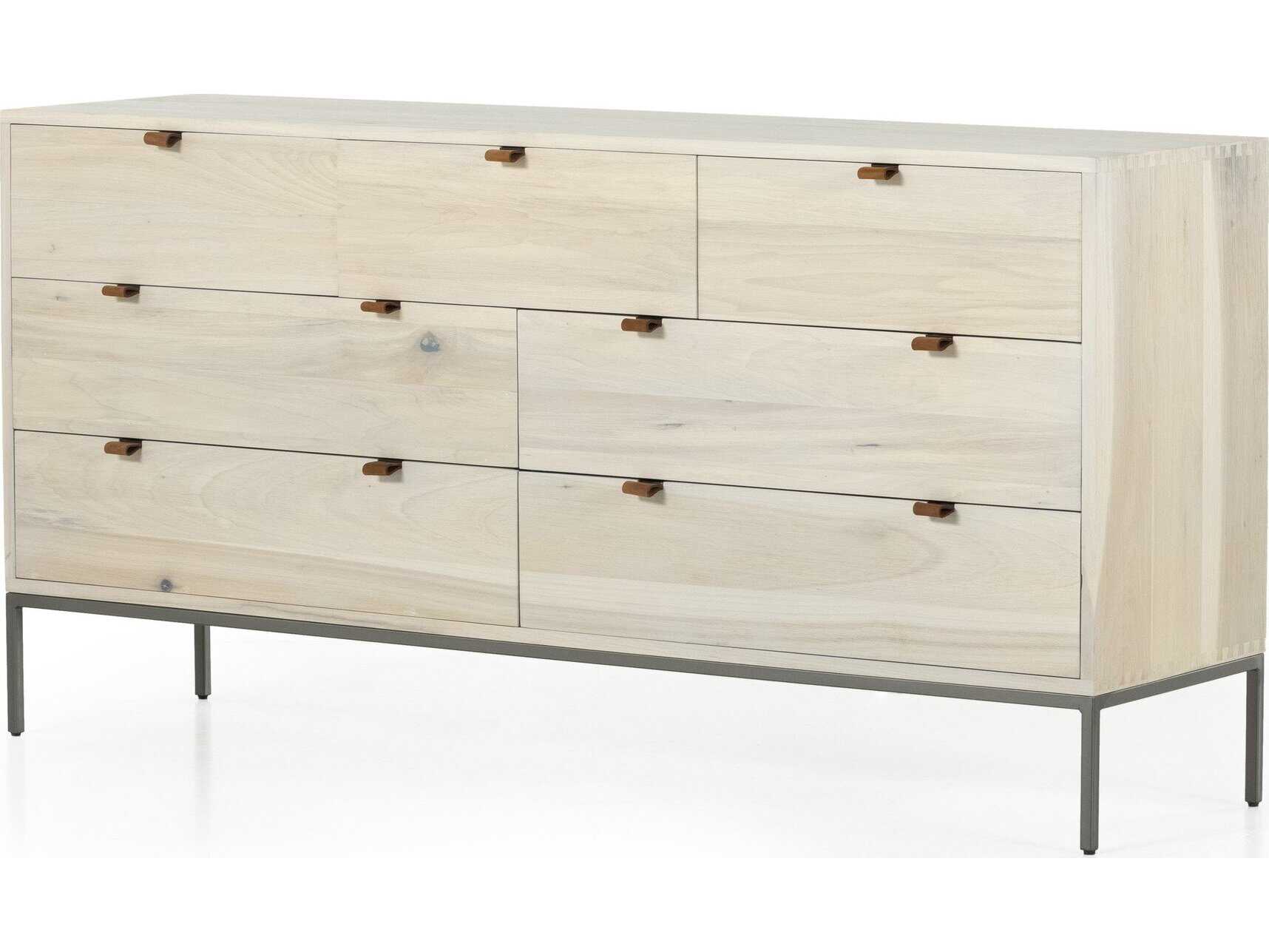 Four Hands Fulton 7-Drawers Beige Poplar Wood Double Dresser