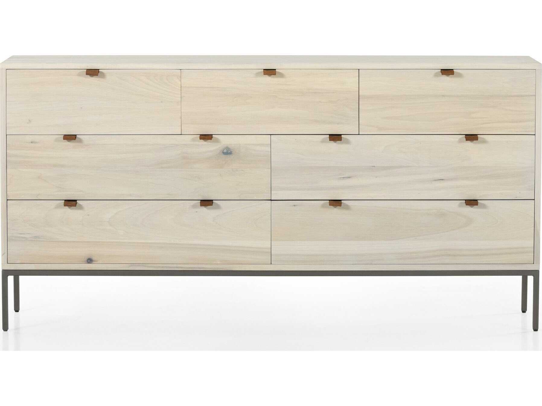Four Hands Fulton 7-Drawers Beige Poplar Wood Double Dresser