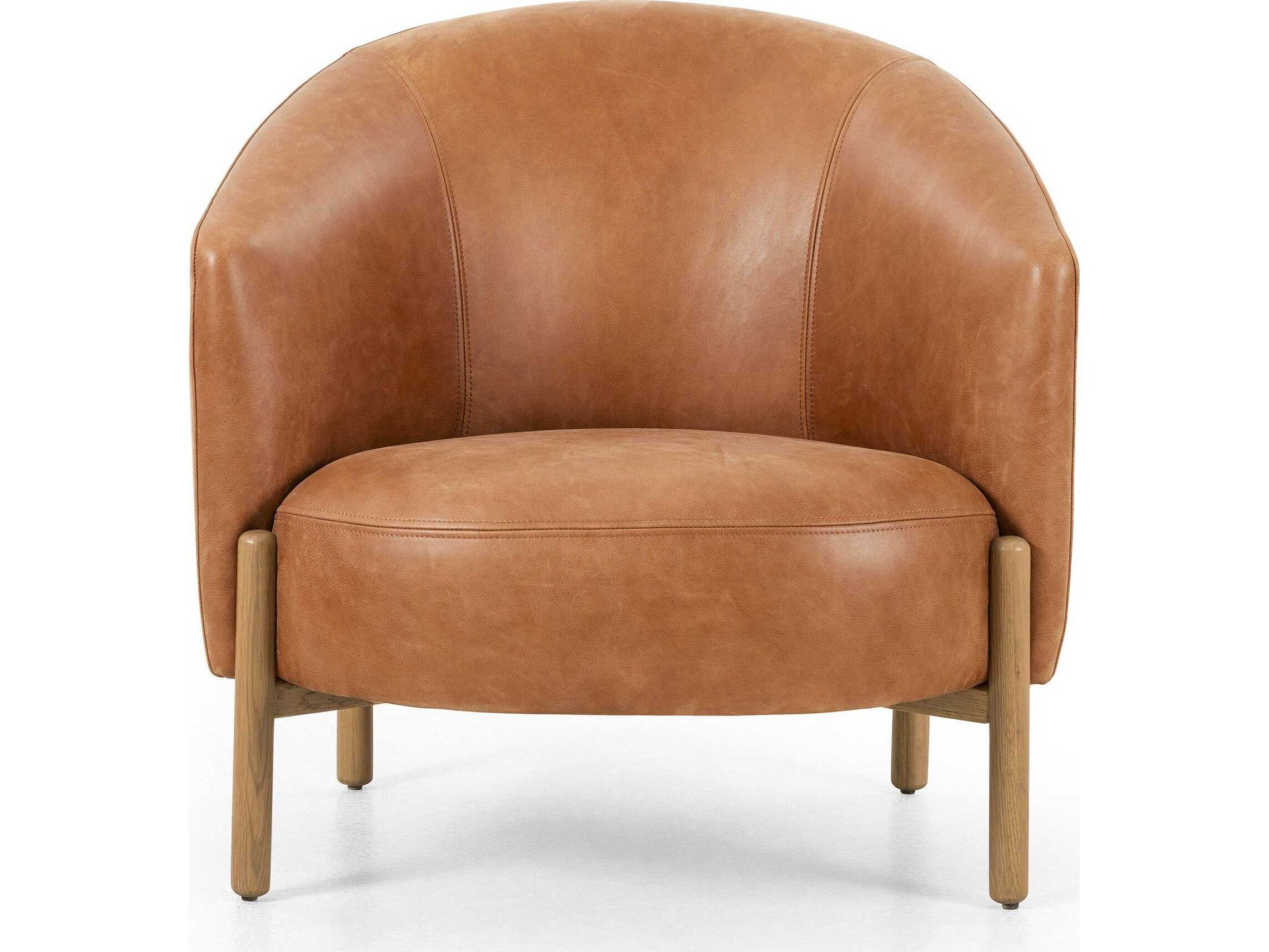 Four Hands Grayson Enfield Brown Leather Accent Chair