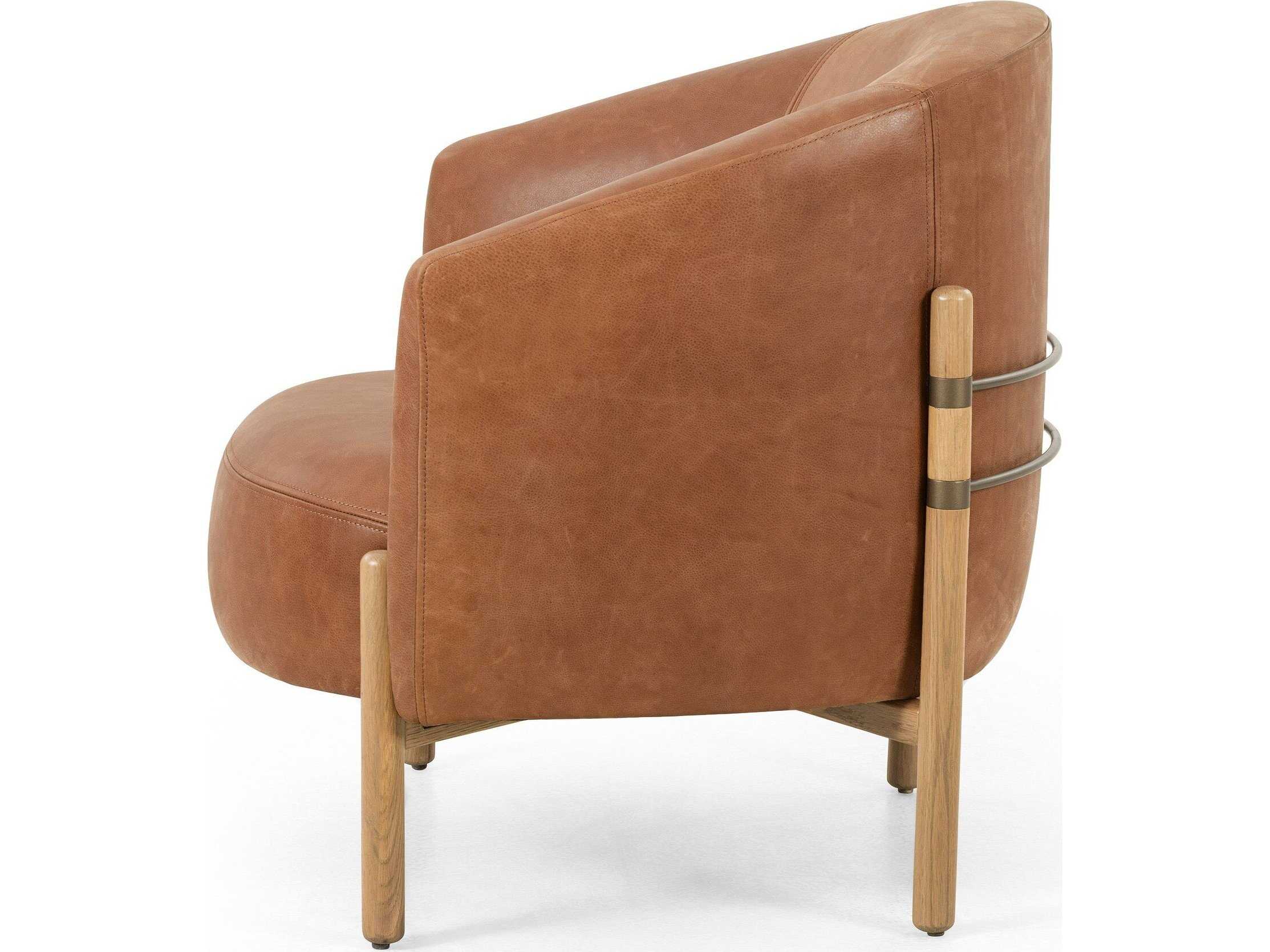 Four Hands Grayson Enfield Brown Leather Accent Chair