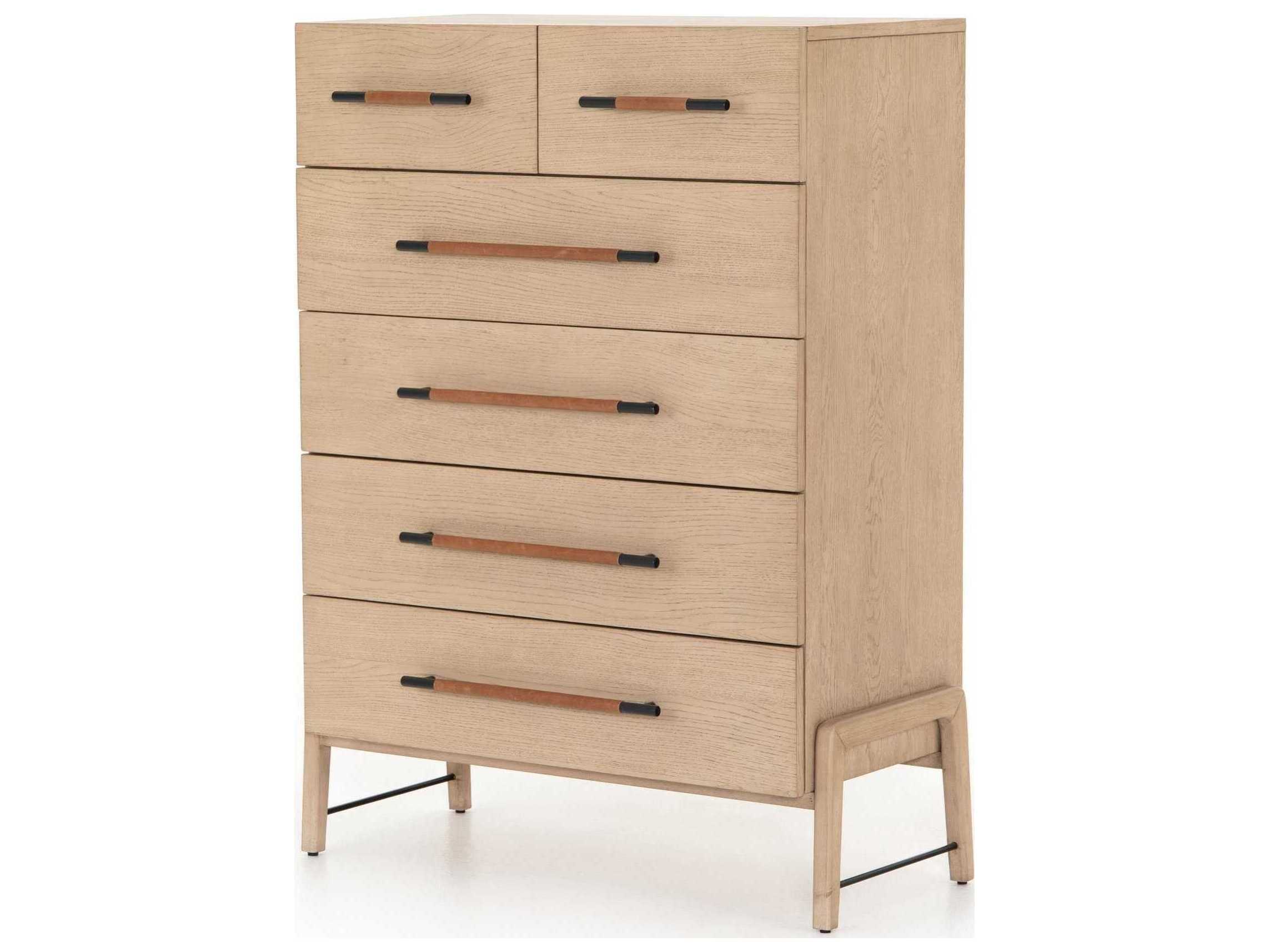 Four Hands Filmore 6-Drawers Yucca Oak Chaps Sand Gunmetal Brown Wood Accent Chest