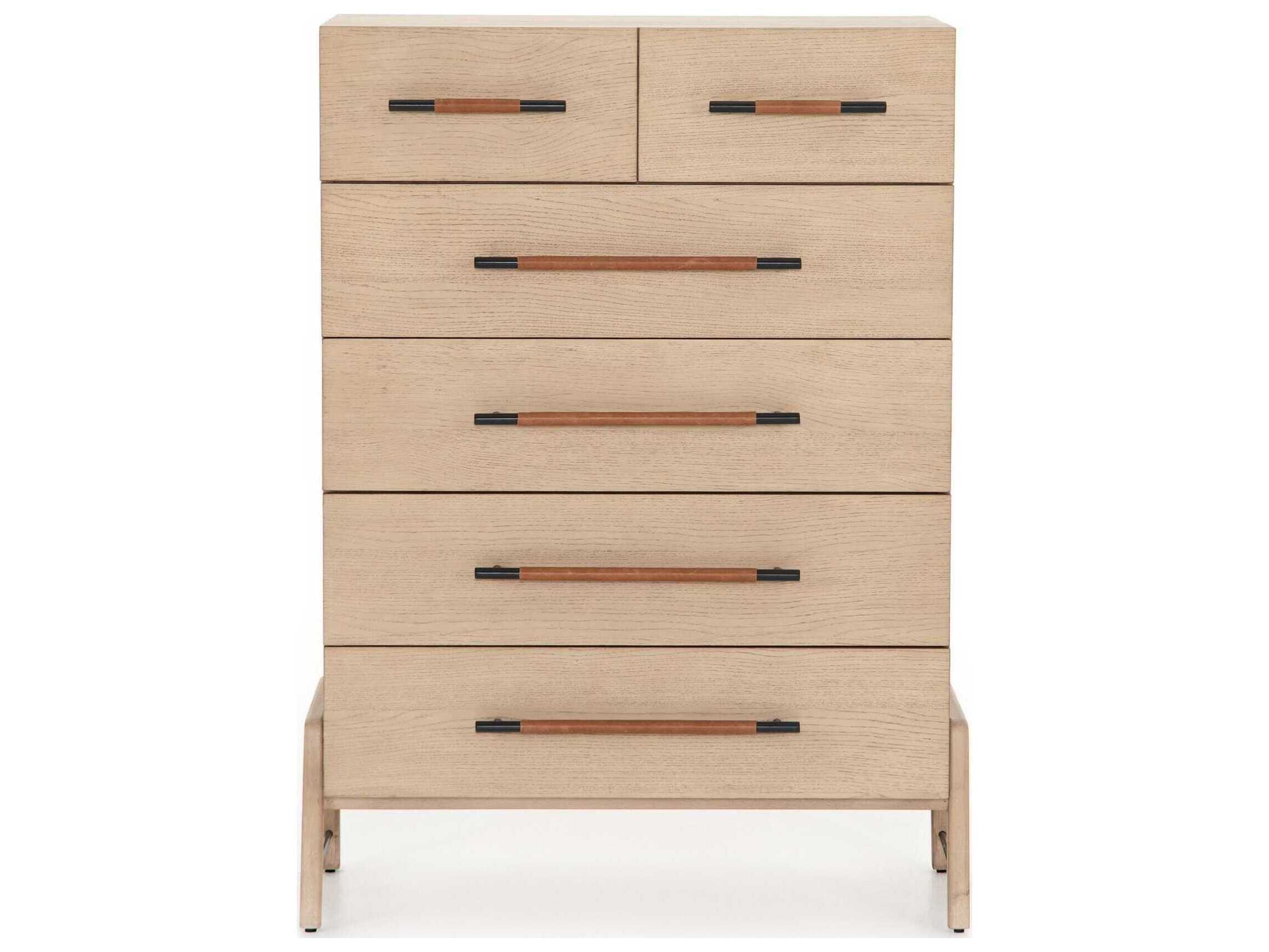 Four Hands Filmore 6-Drawers Yucca Oak Chaps Sand Gunmetal Brown Wood Accent Chest