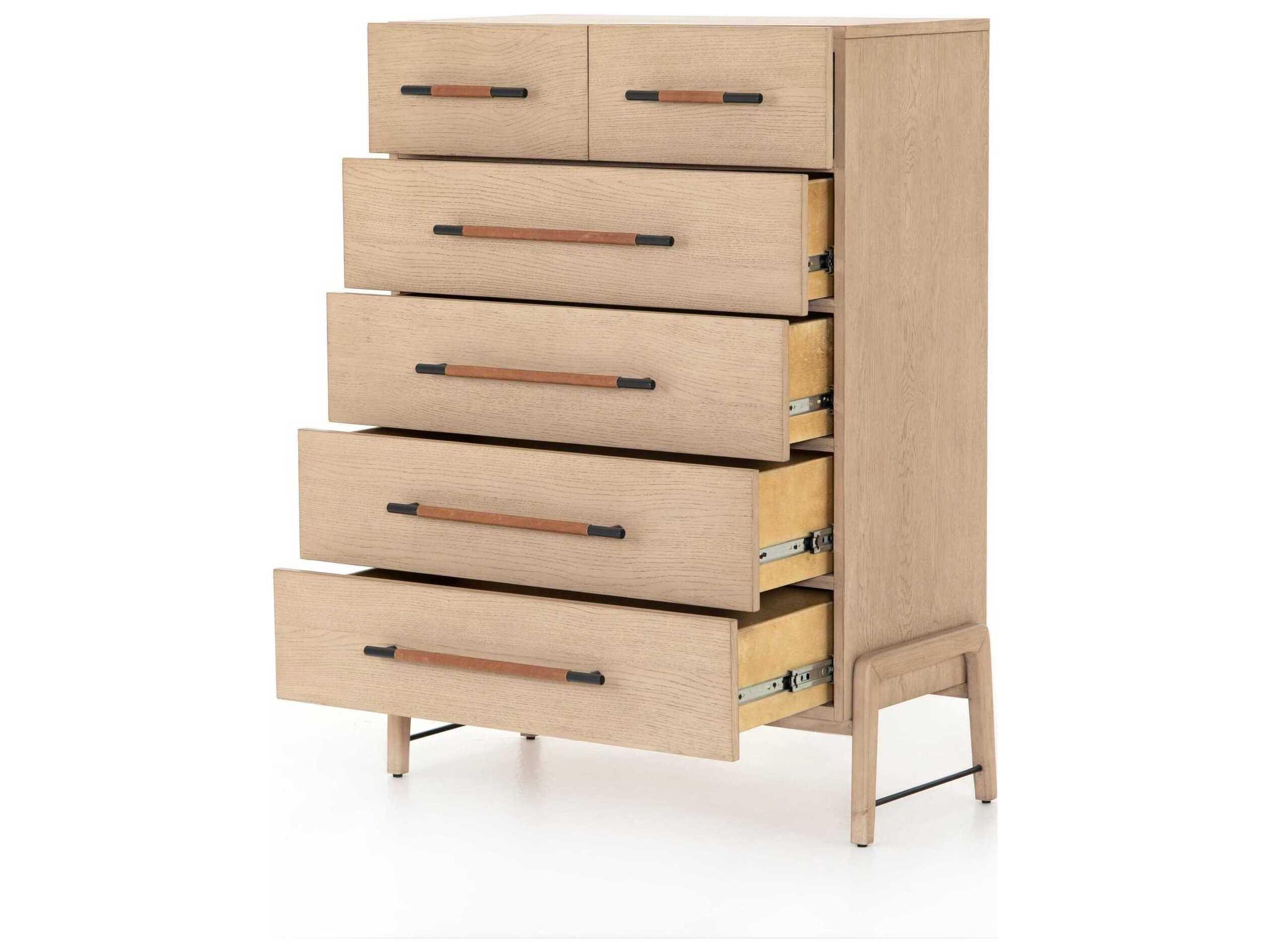 Four Hands Filmore 6-Drawers Yucca Oak Chaps Sand Gunmetal Brown Wood Accent Chest