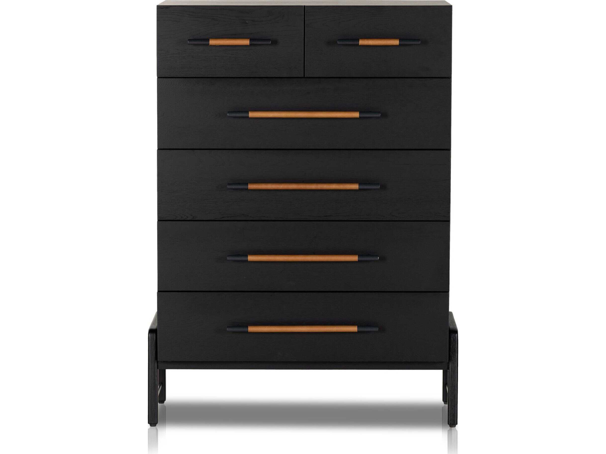 Four Hands Filmore 6-Drawers Ebony Oak Chaps Sand Gunmetal Wood Accent Chest