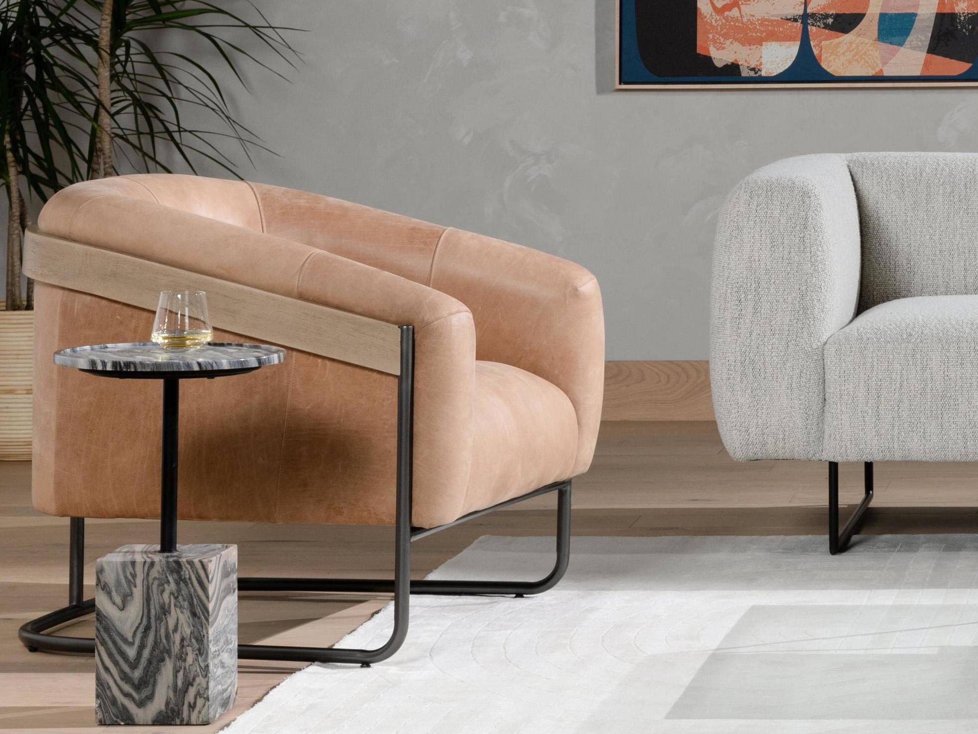 Four Hands Etta Belfast Beige Leather Accent Chair